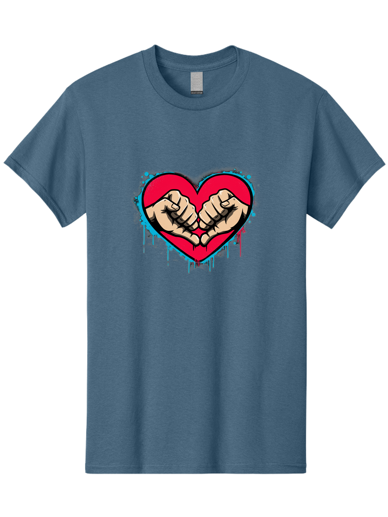 Fists-In-Heart-1 Men'S Graphic Tee, 100% Cotton, Comfortable Casual Summer Wear, Machine Washable, Heart Symbol, Fists Bumping, Cartoon Style, Love, Friendship, Unity, Red Heart, Graphic Design, Street Art, Urban Culture Bab904 8