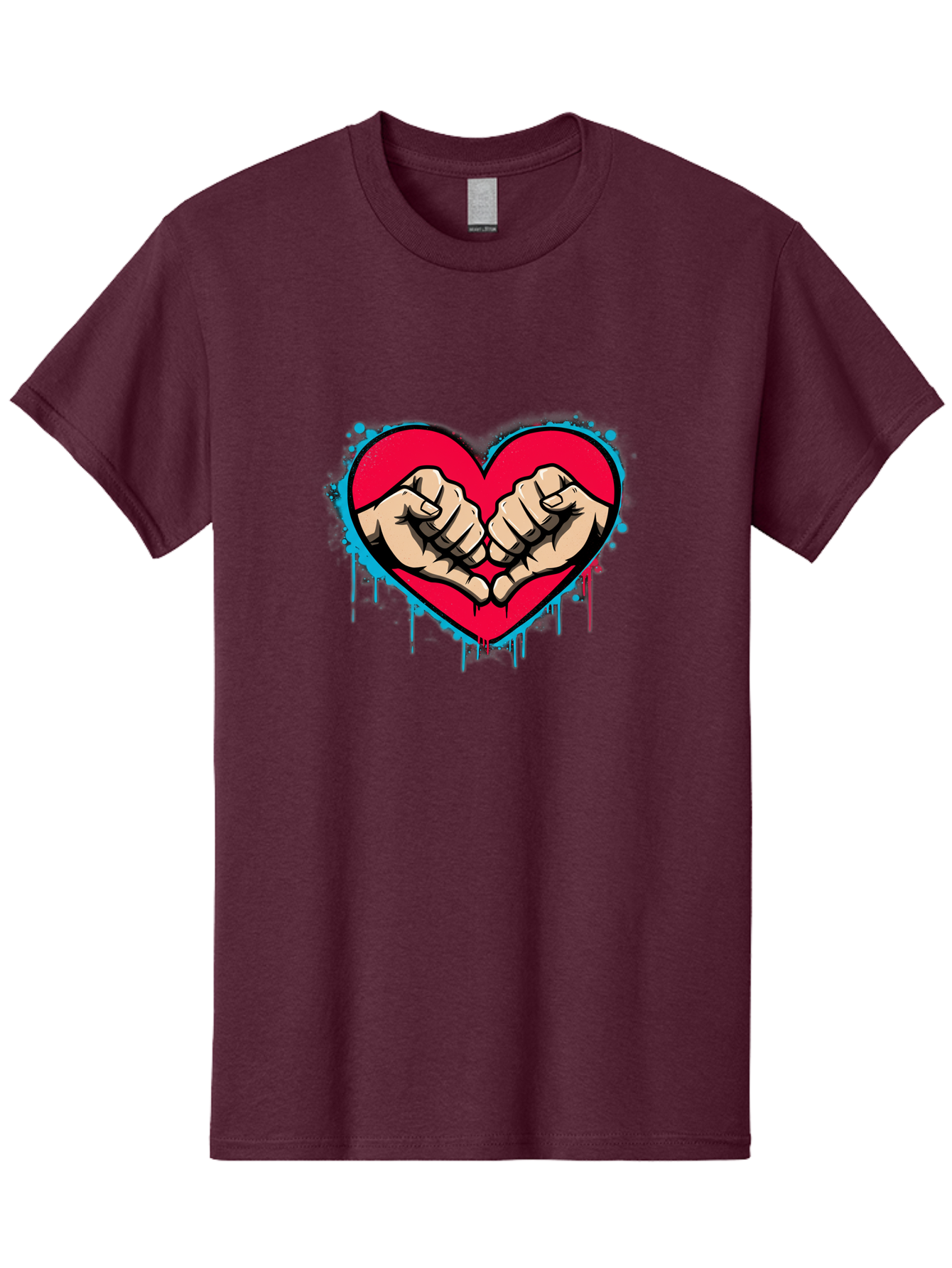 Fists-In-Heart-1 Men'S Graphic Tee, 100% Cotton, Comfortable Casual Summer Wear, Machine Washable, Heart Symbol, Fists Bumping, Cartoon Style, Love, Friendship, Unity, Red Heart, Graphic Design, Street Art, Urban Culture Bab904 13