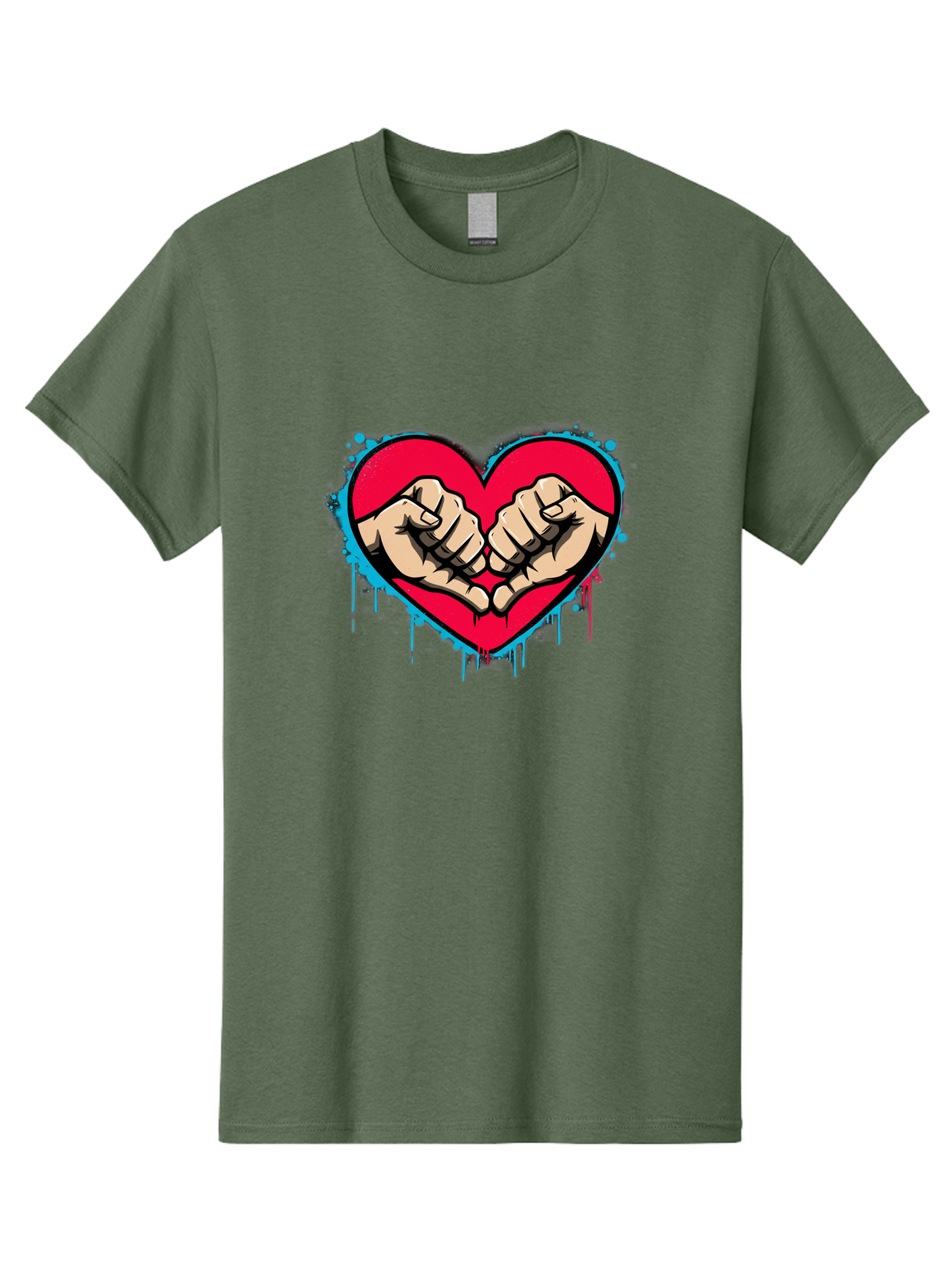 Fists-In-Heart-1 Men'S Graphic Tee, 100% Cotton, Comfortable Casual Summer Wear, Machine Washable, Heart Symbol, Fists Bumping, Cartoon Style, Love, Friendship, Unity, Red Heart, Graphic Design, Street Art, Urban Culture Bab904 15