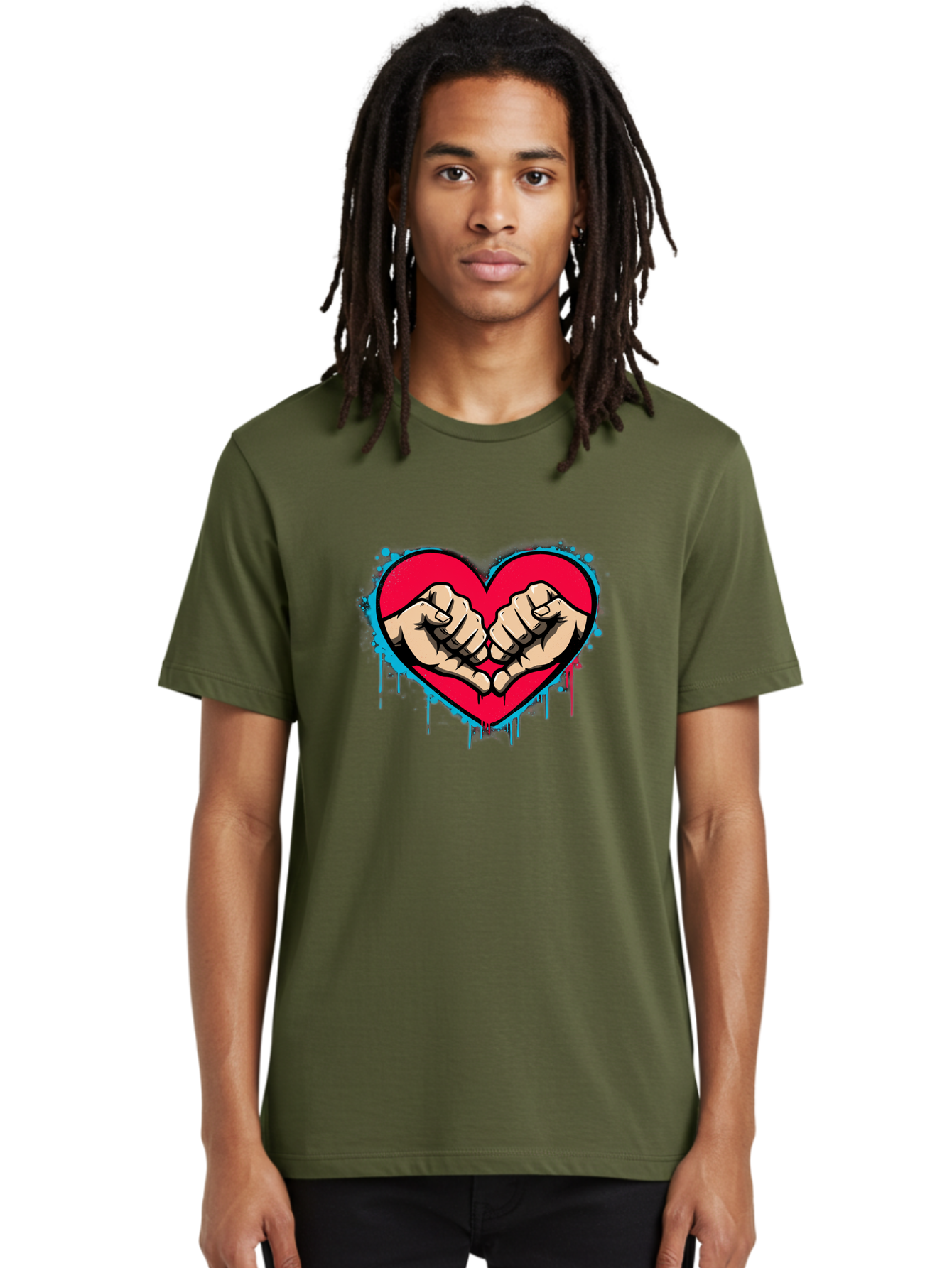 Fists-In-Heart-1 Men'S Graphic Tee, 100% Cotton, Comfortable Casual Summer Wear, Machine Washable, Heart Symbol, Fists Bumping, Cartoon Style, Love, Friendship, Unity, Red Heart, Graphic Design, Street Art, Urban Culture Bab904 30