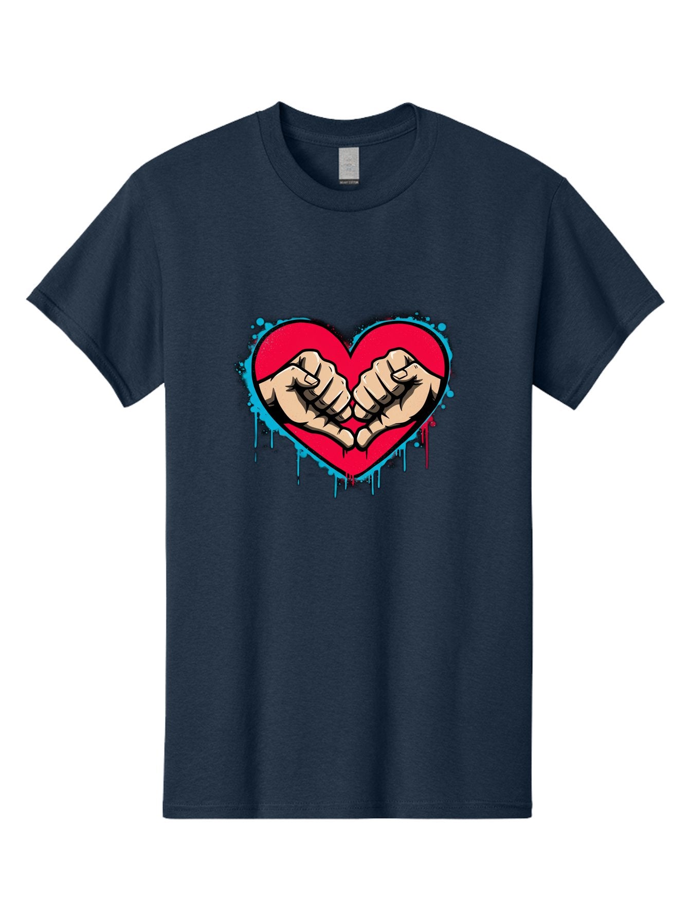 Fists-In-Heart-1 Men'S Graphic Tee, 100% Cotton, Comfortable Casual Summer Wear, Machine Washable, Heart Symbol, Fists Bumping, Cartoon Style, Love, Friendship, Unity, Red Heart, Graphic Design, Street Art, Urban Culture Bab904 14