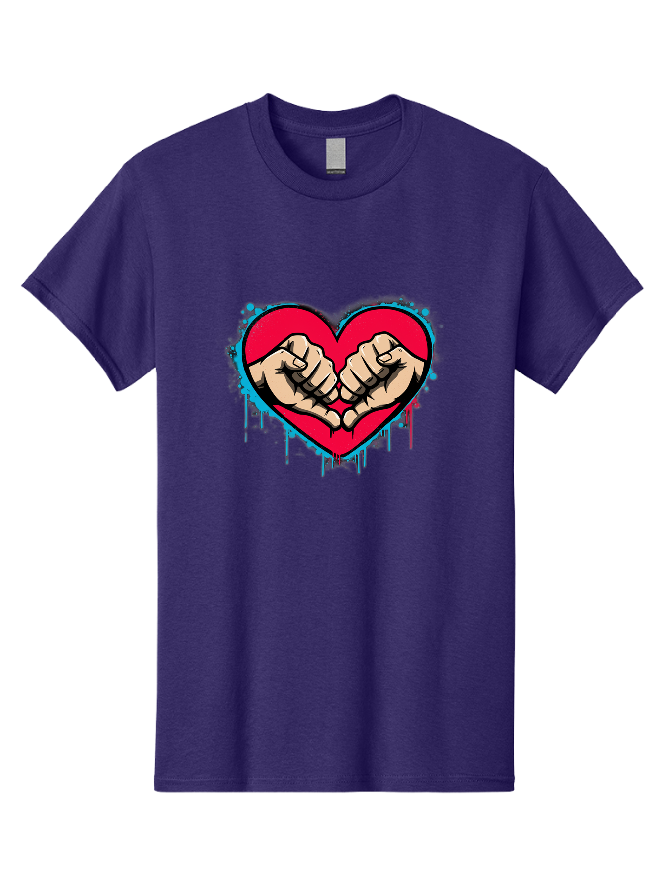 Fists-In-Heart-1 Men'S Graphic Tee, 100% Cotton, Comfortable Casual Summer Wear, Machine Washable, Heart Symbol, Fists Bumping, Cartoon Style, Love, Friendship, Unity, Red Heart, Graphic Design, Street Art, Urban Culture Bab904 11