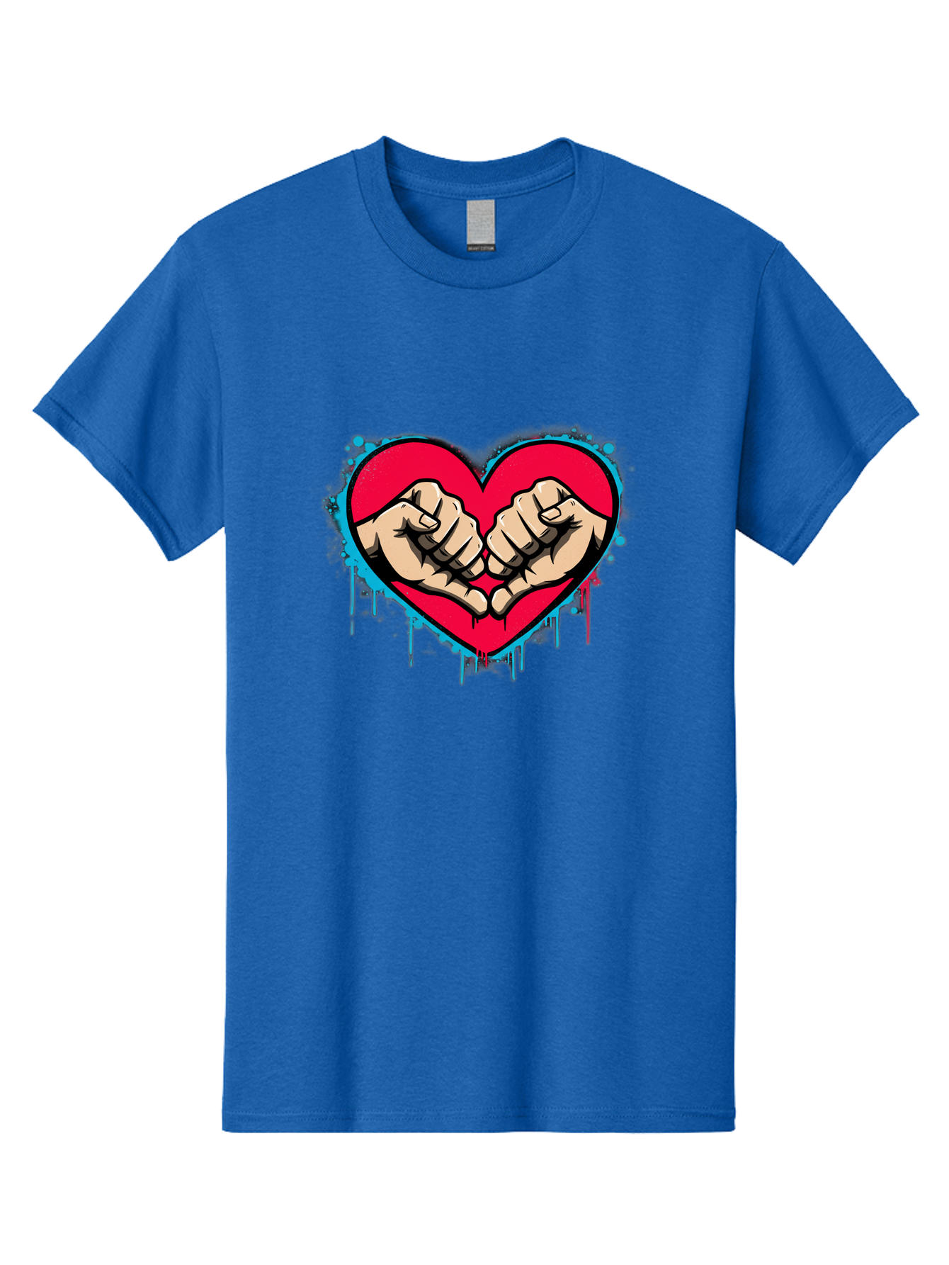 Fists-In-Heart-1 Men'S Graphic Tee, 100% Cotton, Comfortable Casual Summer Wear, Machine Washable, Heart Symbol, Fists Bumping, Cartoon Style, Love, Friendship, Unity, Red Heart, Graphic Design, Street Art, Urban Culture Bab904 7