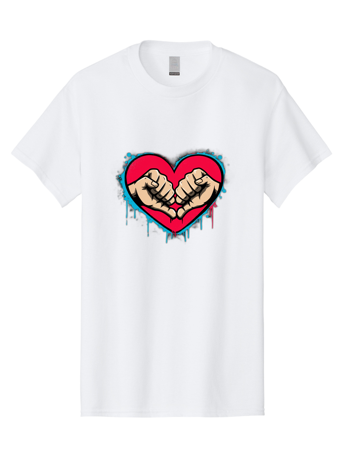 Fists-In-Heart-1 Men'S Graphic Tee, 100% Cotton, Comfortable Casual Summer Wear, Machine Washable, Heart Symbol, Fists Bumping, Cartoon Style, Love, Friendship, Unity, Red Heart, Graphic Design, Street Art, Urban Culture Bab904 14