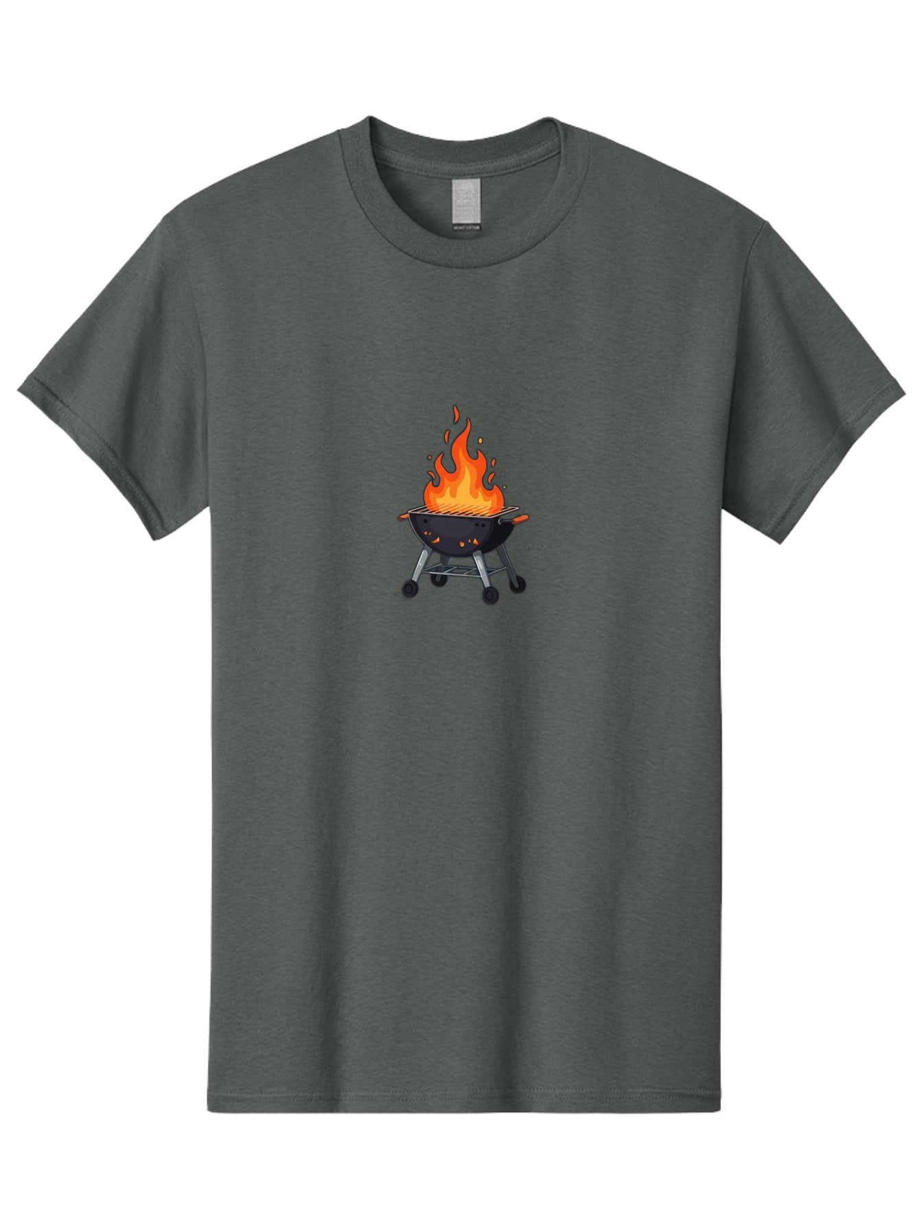 Flame-Grill Men'S Graphic Tee, 100% Cotton, Comfortable Casual Summer Wear, Machine Washable, Charcoal Grill, Grilling, Barbecue, Grill On Fire, Cooking Outdoors, Summer Fun, Grill Cooking, Barbecue Grill Bab908 15