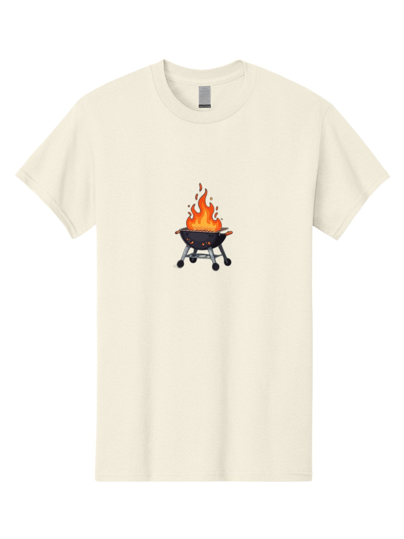 Flame-Grill Men'S Graphic Tee, 100% Cotton, Comfortable Casual Summer Wear, Machine Washable, Charcoal Grill, Grilling, Barbecue, Grill On Fire, Cooking Outdoors, Summer Fun, Grill Cooking, Barbecue Grill Bab908 3