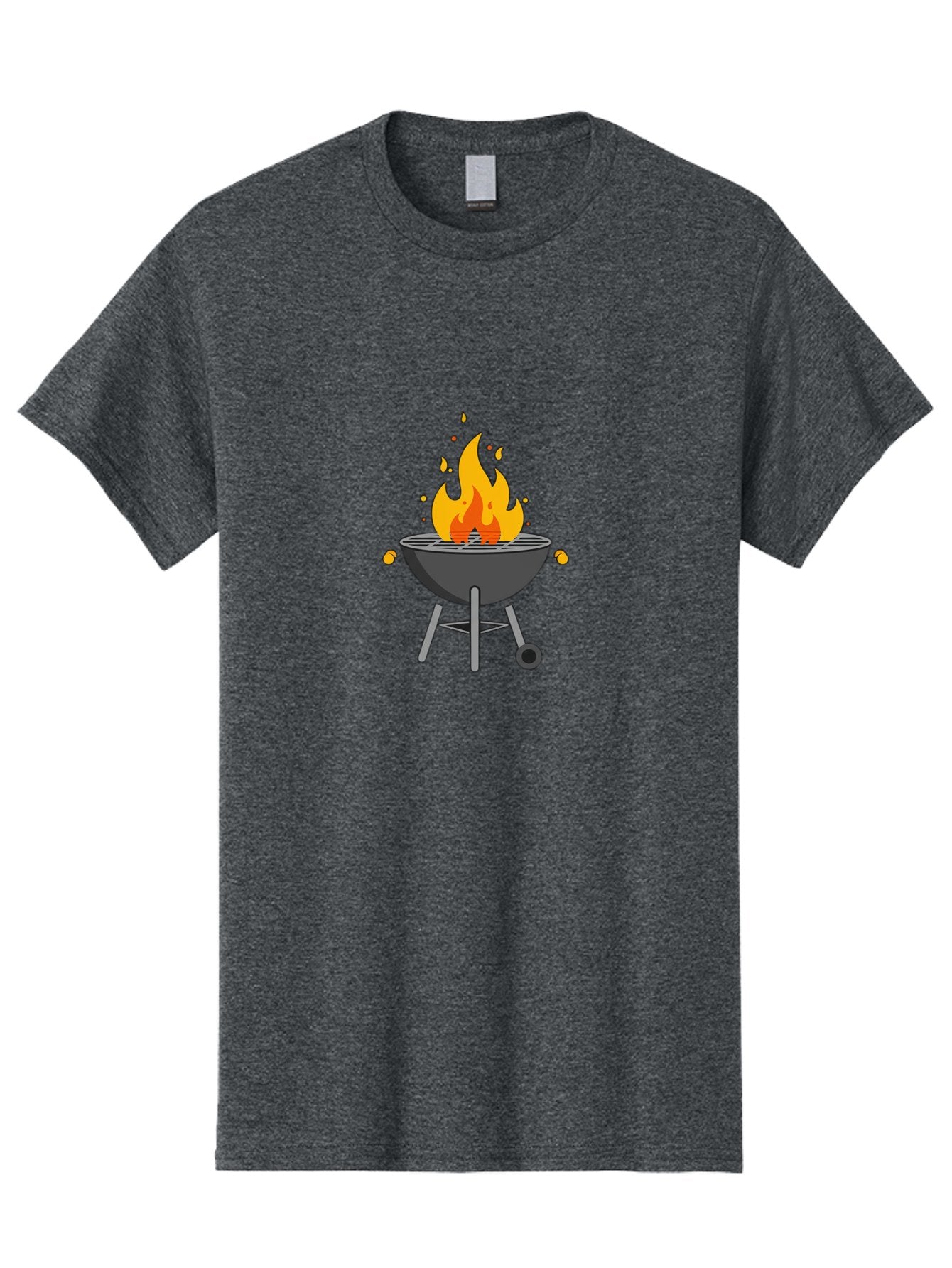 Flaming-Grill Men'S Graphic Tee, 100% Cotton, Comfortable Casual Summer Wear, Machine Washable, Charcoal Grill, Barbecue, Outdoor Cooking, Flame, Fire, Hot Coals, Grill Marks, Summer Fun, Backyard Gathering, Cooking Outdoors Bab909 11