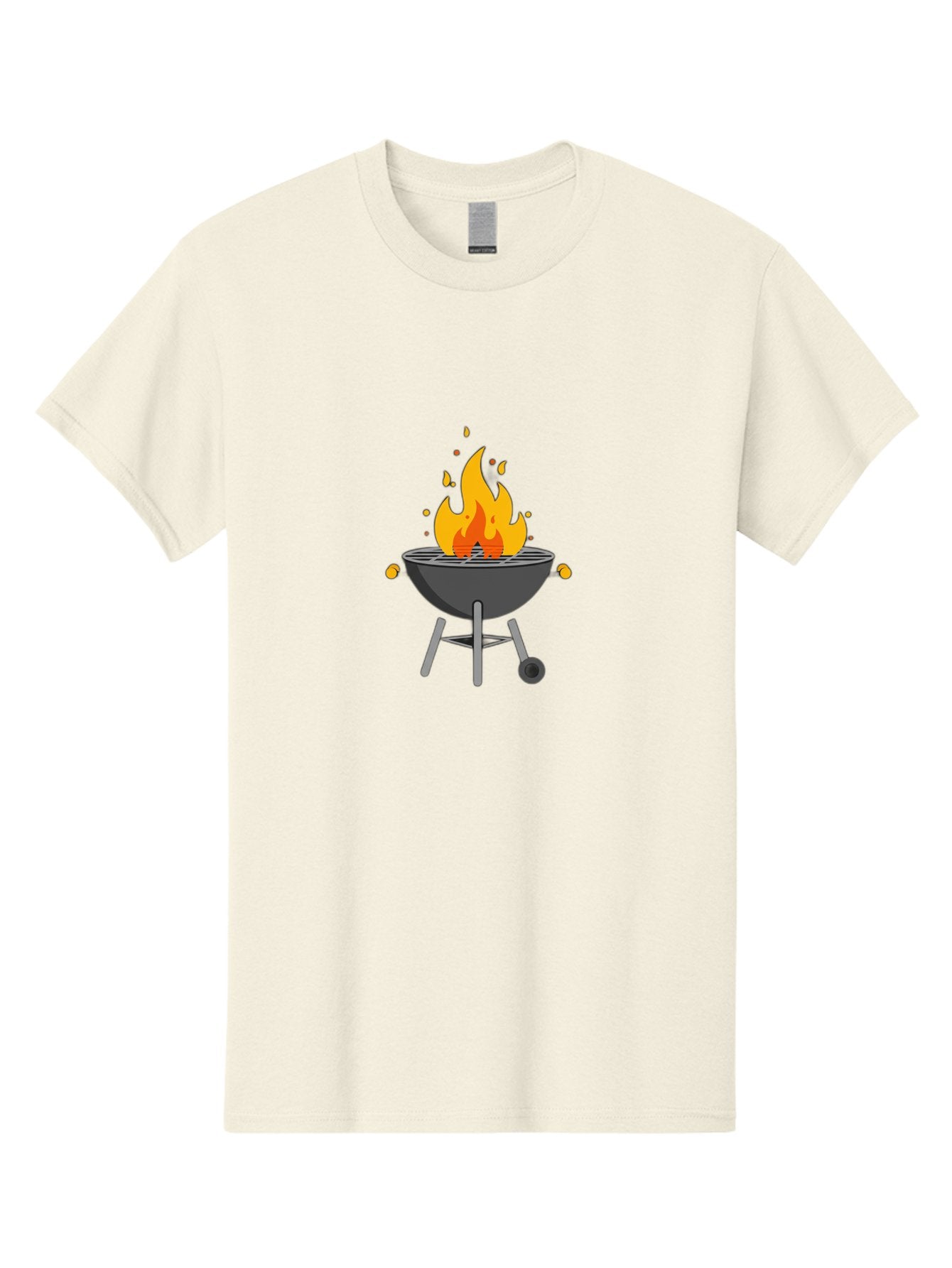 Flaming-Grill Men'S Graphic Tee, 100% Cotton, Comfortable Casual Summer Wear, Machine Washable, Charcoal Grill, Barbecue, Outdoor Cooking, Flame, Fire, Hot Coals, Grill Marks, Summer Fun, Backyard Gathering, Cooking Outdoors Bab909 13