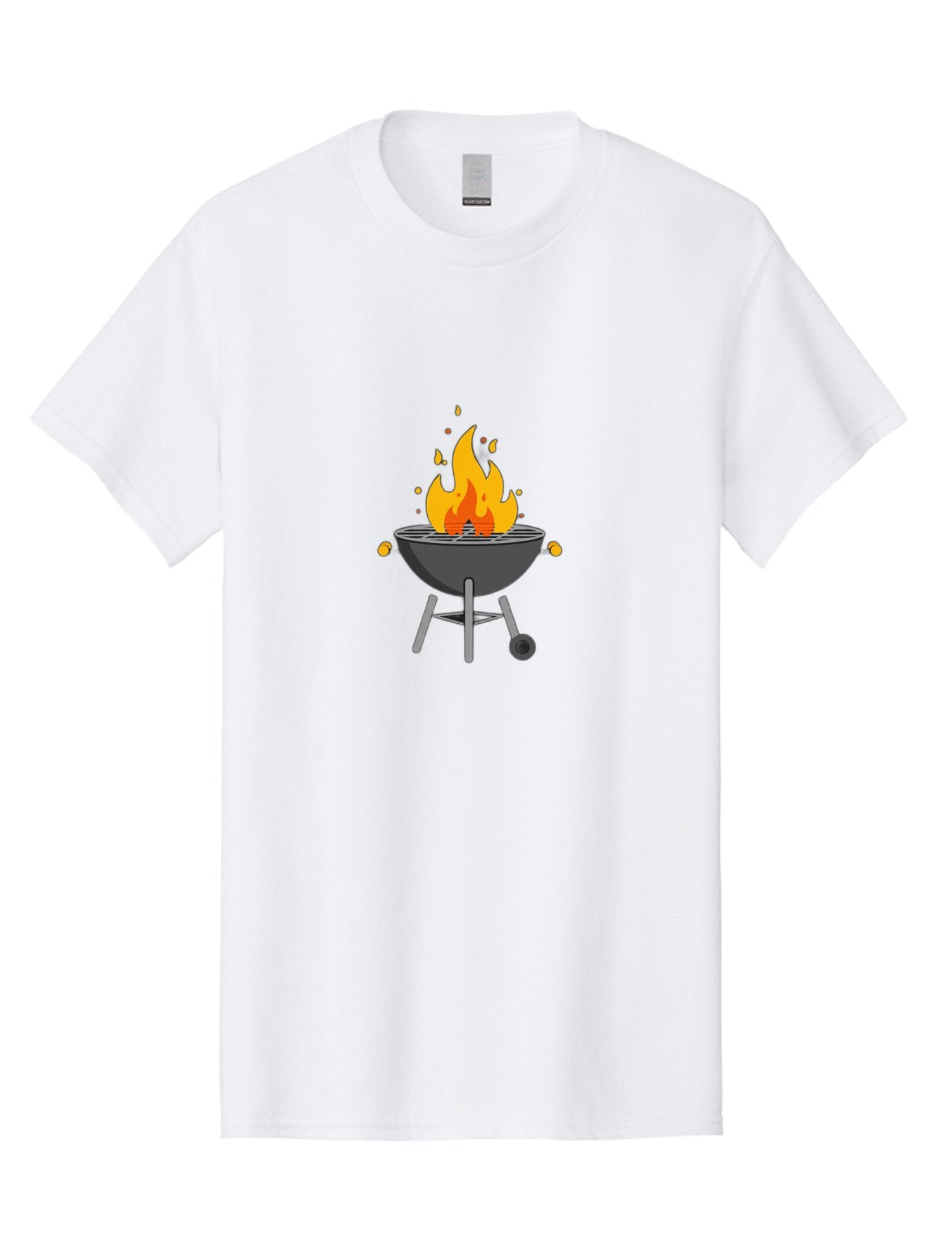 Flaming-Grill Men'S Graphic Tee, 100% Cotton, Comfortable Casual Summer Wear, Machine Washable, Charcoal Grill, Barbecue, Outdoor Cooking, Flame, Fire, Hot Coals, Grill Marks, Summer Fun, Backyard Gathering, Cooking Outdoors Bab909 3