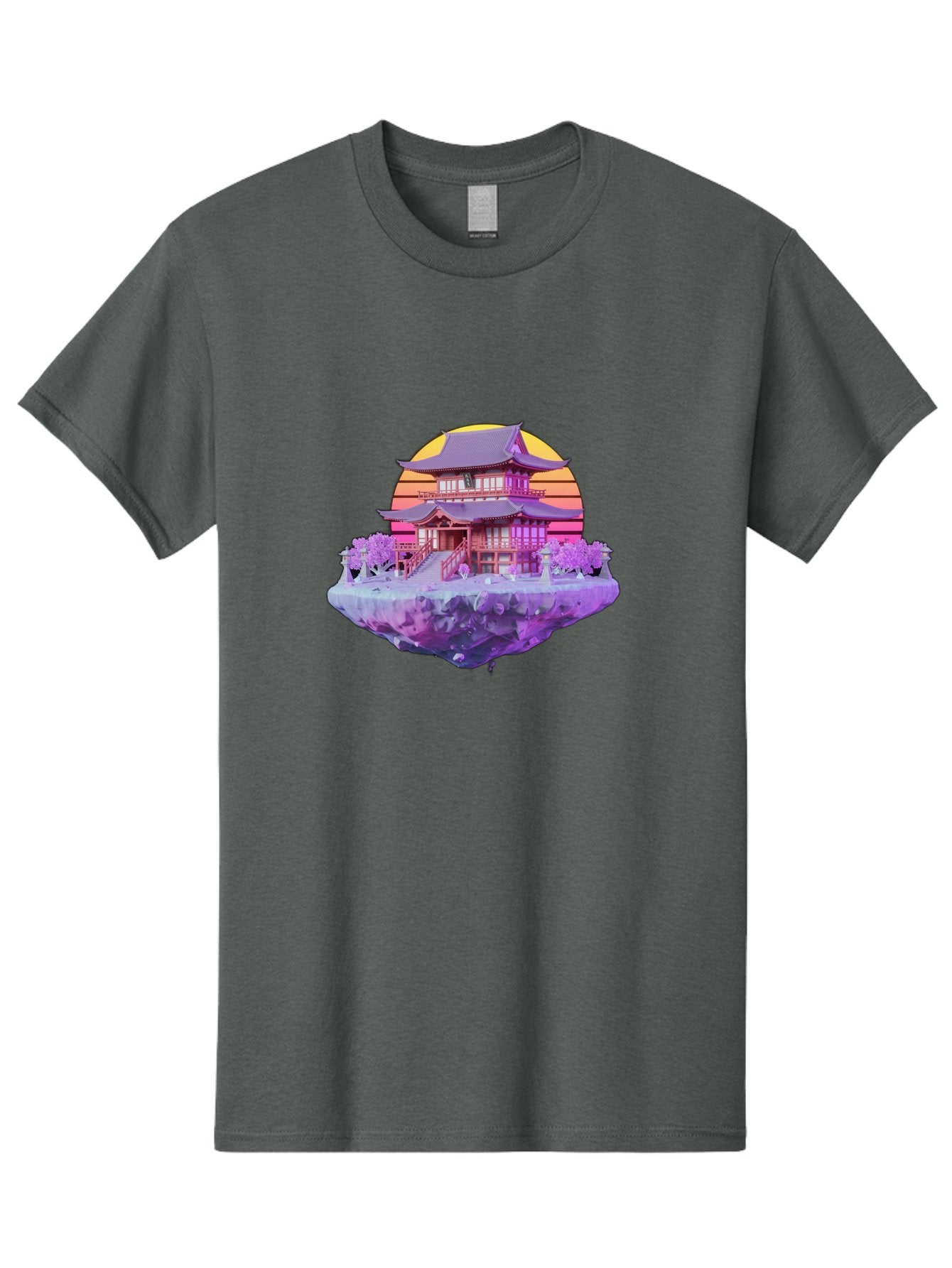 Floating-Pagoda Men'S Graphic Tee, 100% Cotton, Comfortable Casual Summer Wear, Machine Washable, Japanese Pagoda, Floating Island, Serene Landscape, Fantastical Scenery, Vibrant Colors, Peaceful Atmosphere, Surreal Art, Dreamy Landscape, Bab910 15