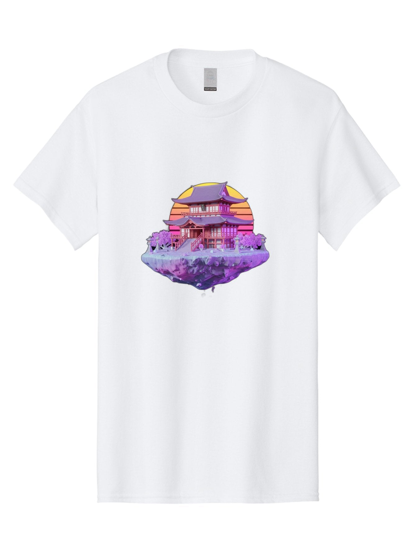 Floating-Pagoda Men'S Graphic Tee, 100% Cotton, Comfortable Casual Summer Wear, Machine Washable, Japanese Pagoda, Floating Island, Serene Landscape, Fantastical Scenery, Vibrant Colors, Peaceful Atmosphere, Surreal Art, Dreamy Landscape, Bab910 12