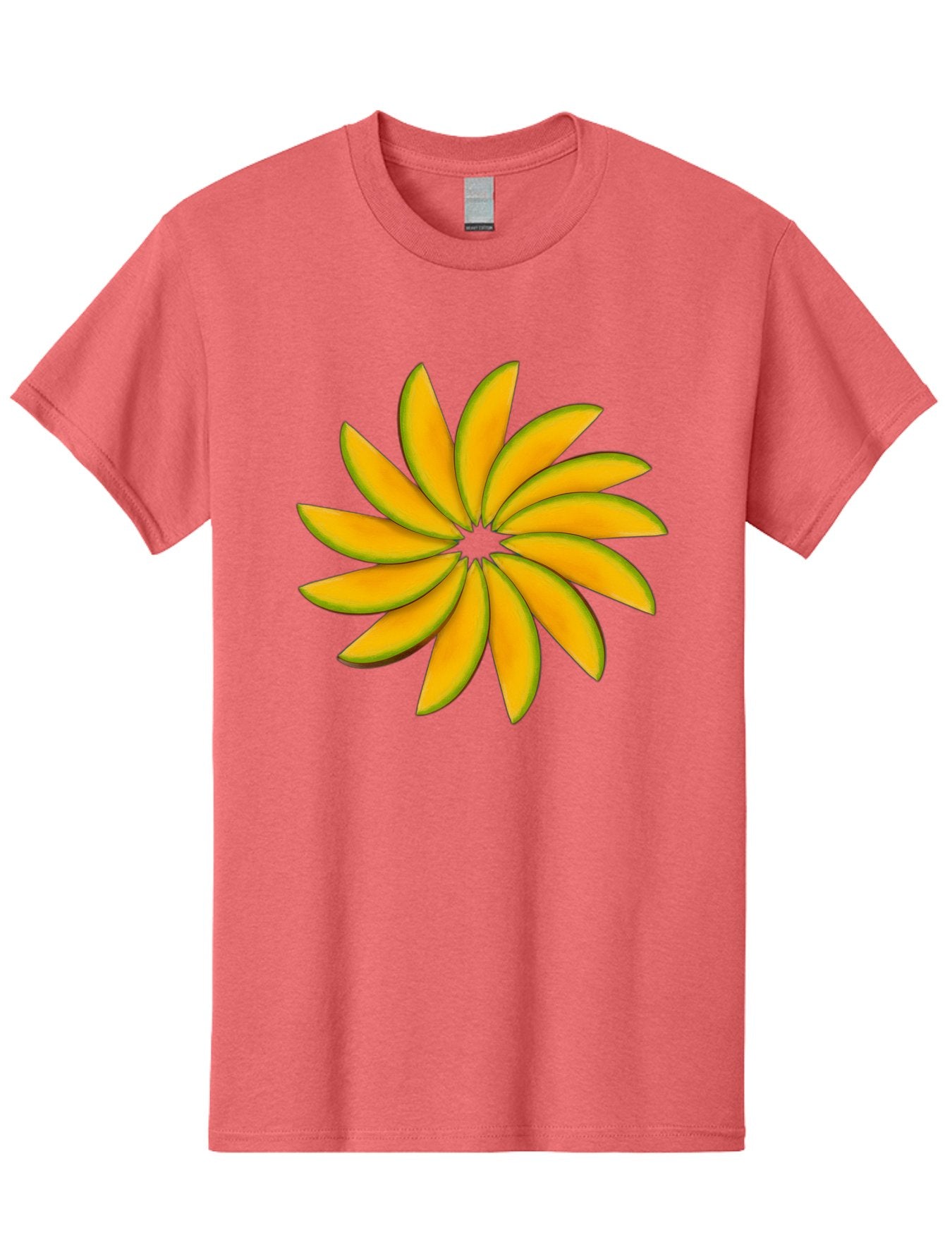 Flower Men'S Graphic Tee, 100% Cotton, Comfortable Casual Summer Wear, Machine Washable, Yellow Flower, Floral Design, Digital Art, Vibrant Petals, Graphic Illustration, Flower Graphic, Orange-Yellow Hues, Symmetrical Shape, Stylized Bloom Bab912 6