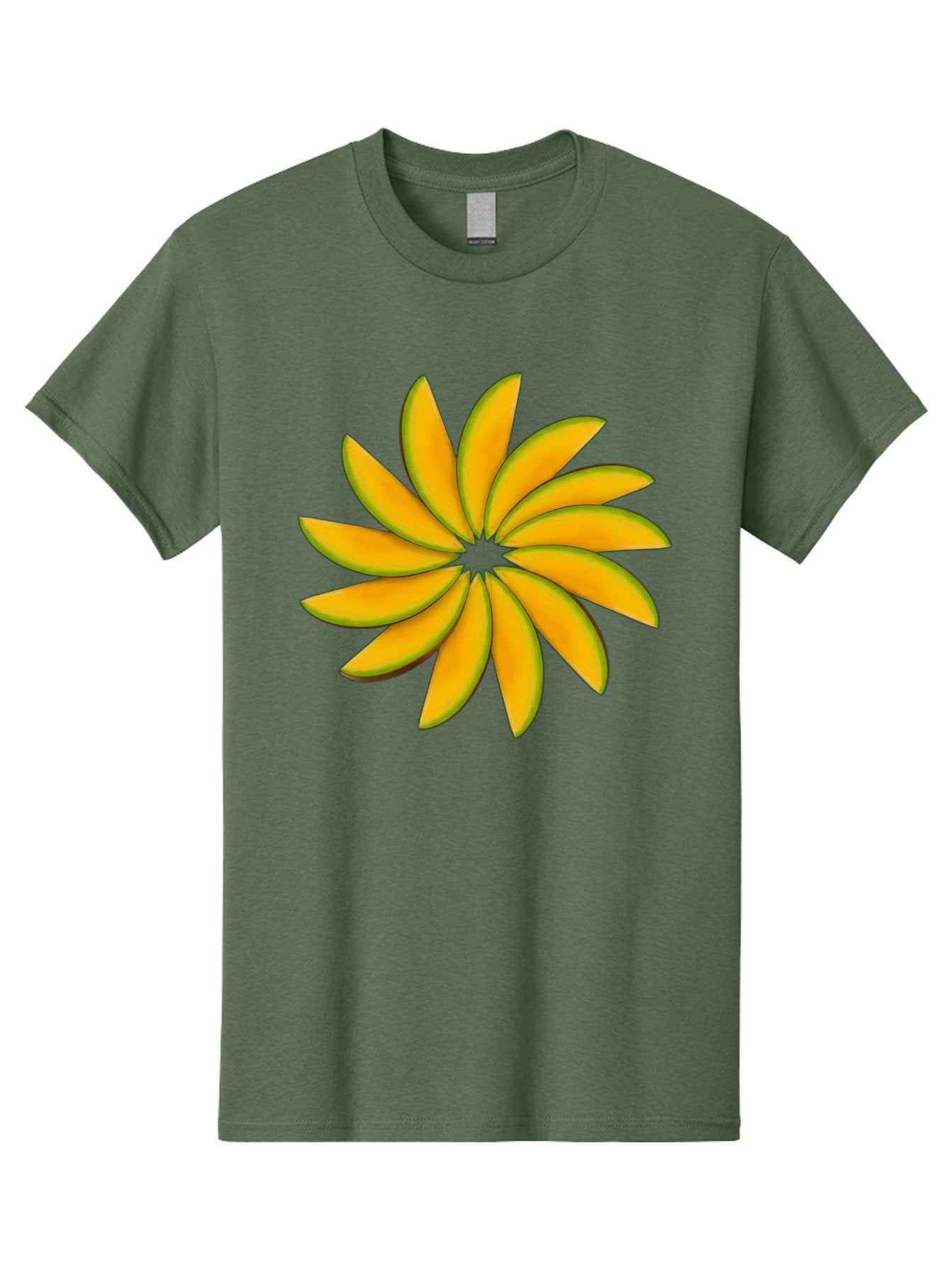 Flower Men'S Graphic Tee, 100% Cotton, Comfortable Casual Summer Wear, Machine Washable, Yellow Flower, Floral Design, Digital Art, Vibrant Petals, Graphic Illustration, Flower Graphic, Orange-Yellow Hues, Symmetrical Shape, Stylized Bloom Bab912 4