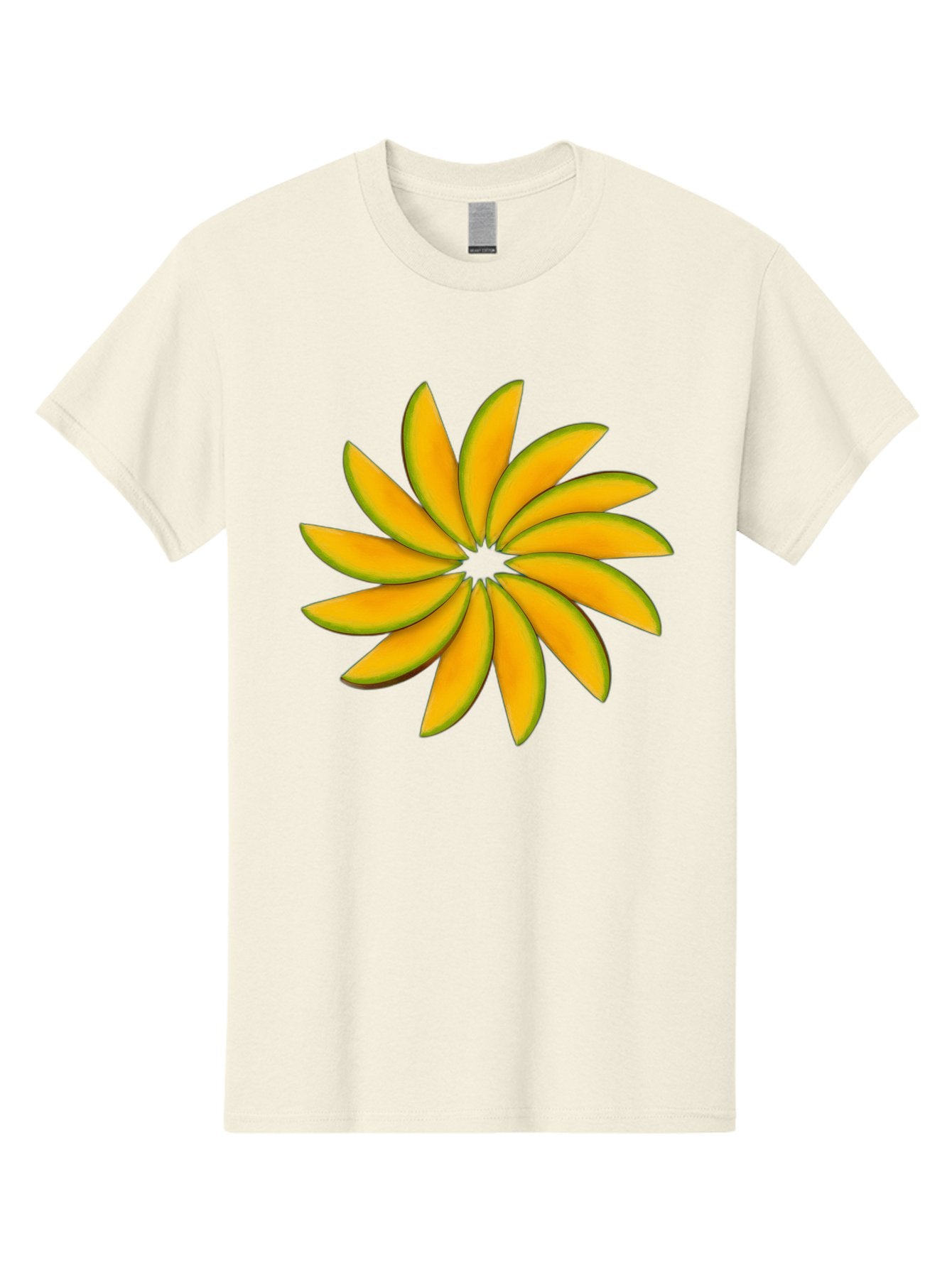 Flower Men'S Graphic Tee, 100% Cotton, Comfortable Casual Summer Wear, Machine Washable, Yellow Flower, Floral Design, Digital Art, Vibrant Petals, Graphic Illustration, Flower Graphic, Orange-Yellow Hues, Symmetrical Shape, Stylized Bloom Bab912