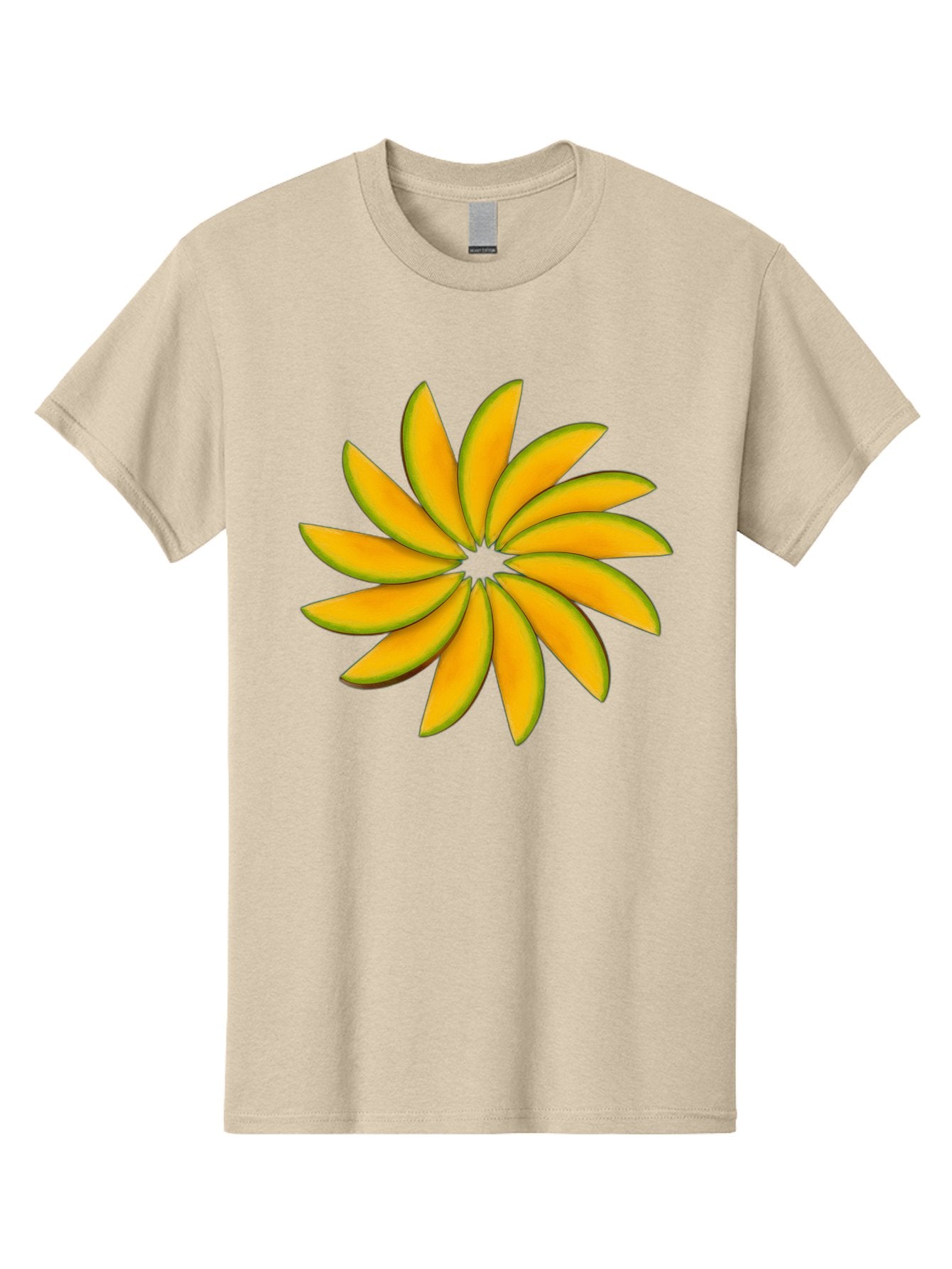 Flower Men'S Graphic Tee, 100% Cotton, Comfortable Casual Summer Wear, Machine Washable, Yellow Flower, Floral Design, Digital Art, Vibrant Petals, Graphic Illustration, Flower Graphic, Orange-Yellow Hues, Symmetrical Shape, Stylized Bloom Bab912 5