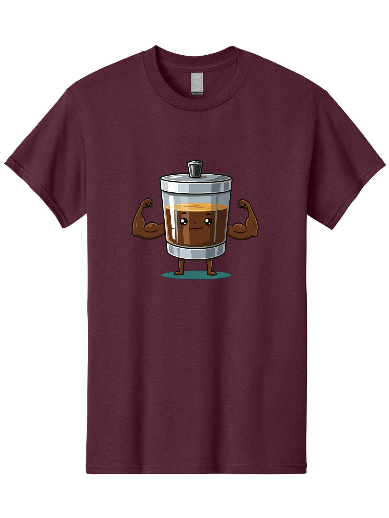 French-Press Men'S Graphic Tee, 100% Cotton, Comfortable Casual Summer Wear, Machine Washable, Cartoon Character, French Press, Coffee, Muscles, Flexing Arms, Happy Expression, Fitness, Motivation, Coffee Culture Bab916 14