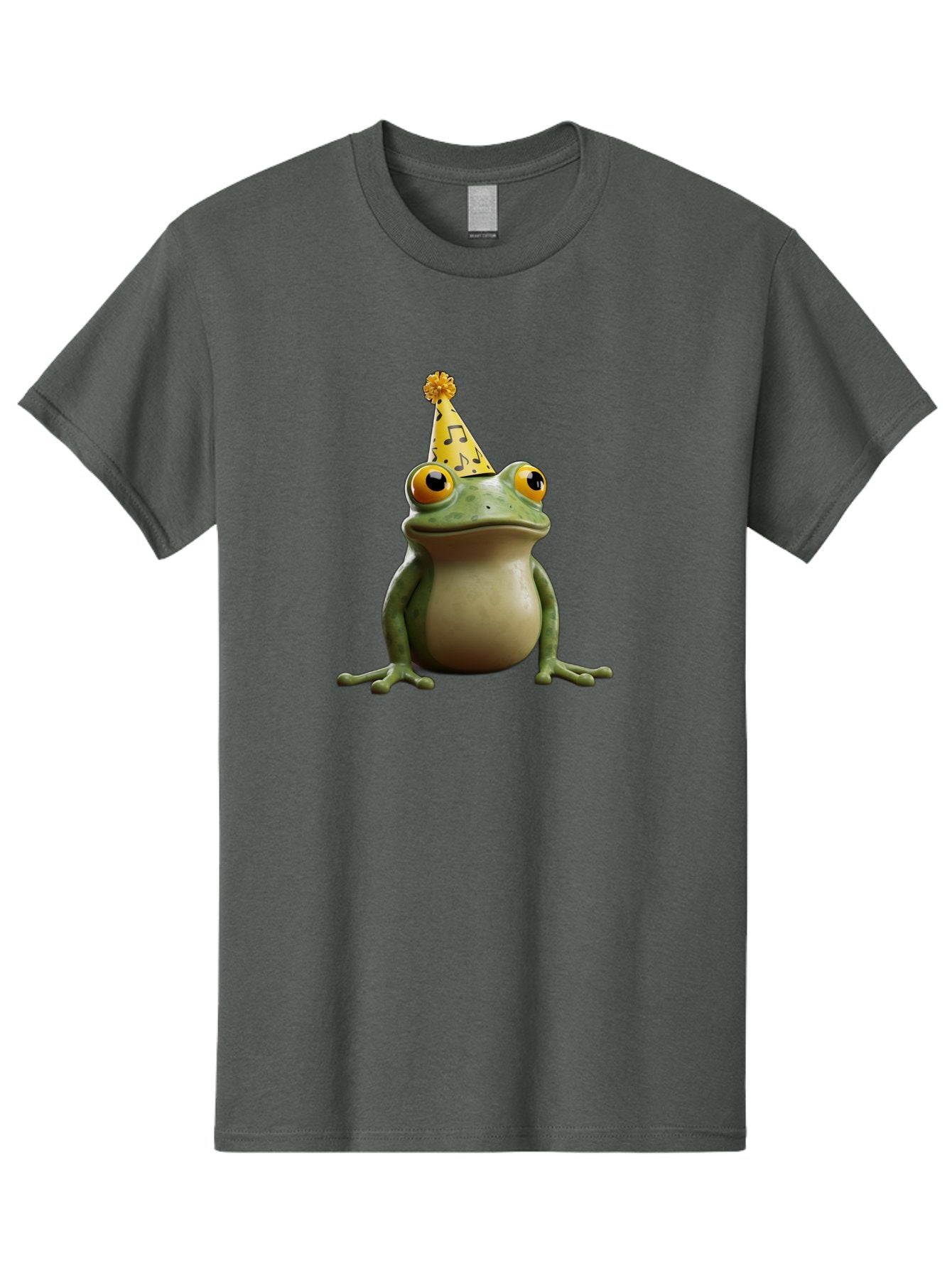 Frog-In-Party-Hat-3 Men'S Graphic Tee, 100% Cotton, Comfortable Casual Summer Wear, Machine Washable, Cartoon Frog, Party Hat, Celebration, Funny Animal, Comical Expression, Quirky Character, Playful Vibe, Silly Graphics Bab923 3