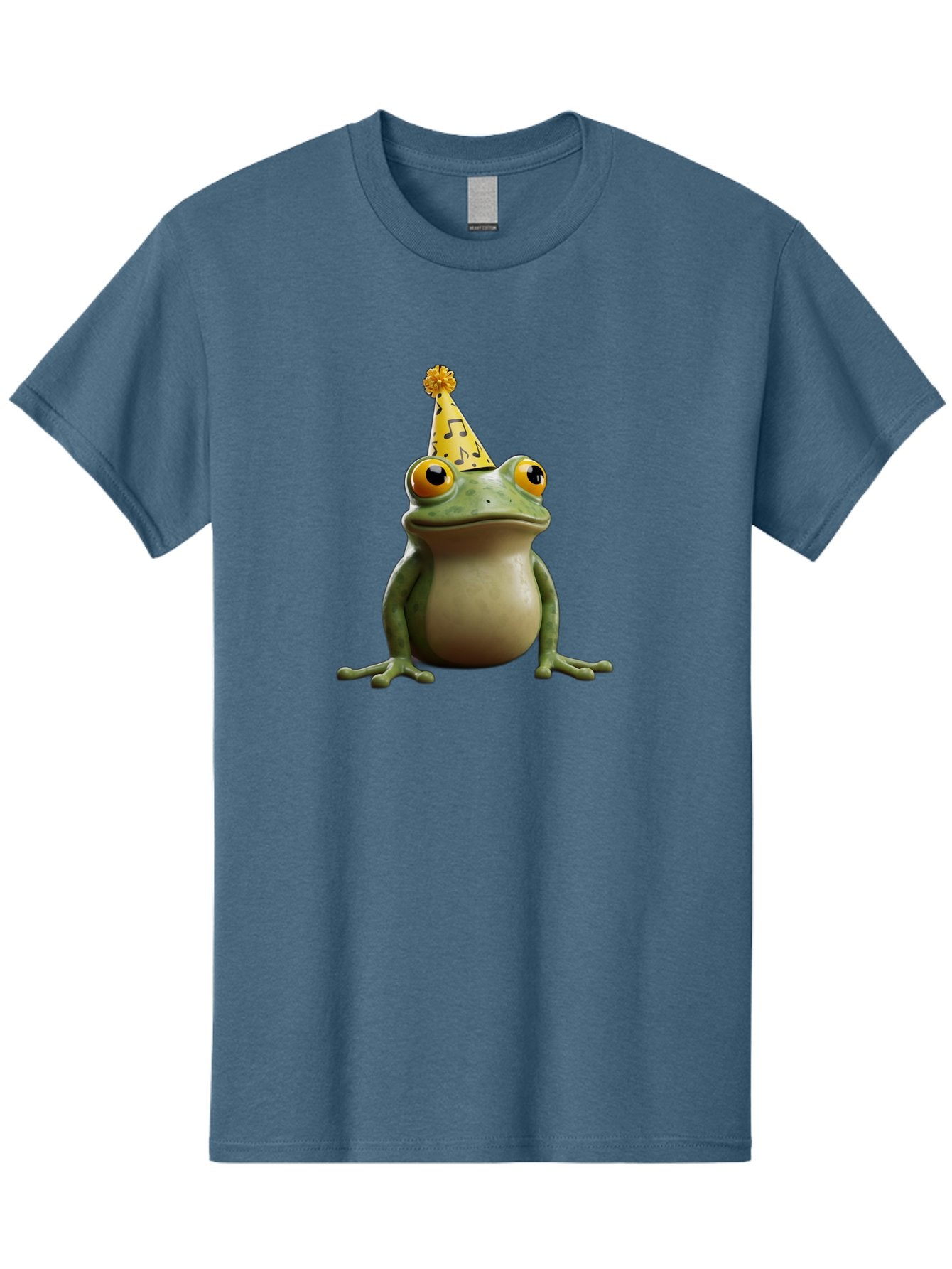 Frog-In-Party-Hat-3 Men'S Graphic Tee, 100% Cotton, Comfortable Casual Summer Wear, Machine Washable, Cartoon Frog, Party Hat, Celebration, Funny Animal, Comical Expression, Quirky Character, Playful Vibe, Silly Graphics Bab923
