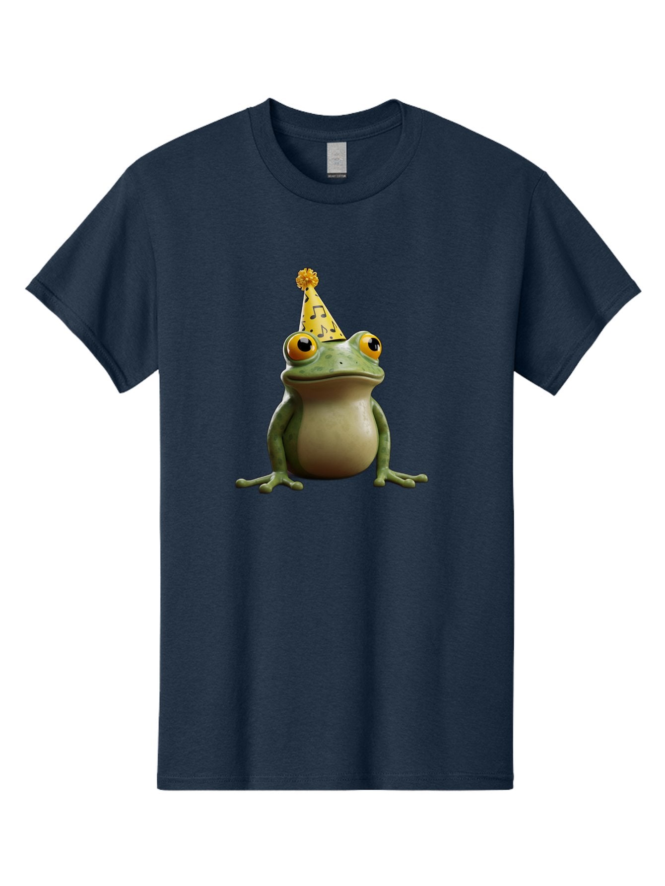Frog-In-Party-Hat-3 Men'S Graphic Tee, 100% Cotton, Comfortable Casual Summer Wear, Machine Washable, Cartoon Frog, Party Hat, Celebration, Funny Animal, Comical Expression, Quirky Character, Playful Vibe, Silly Graphics Bab923