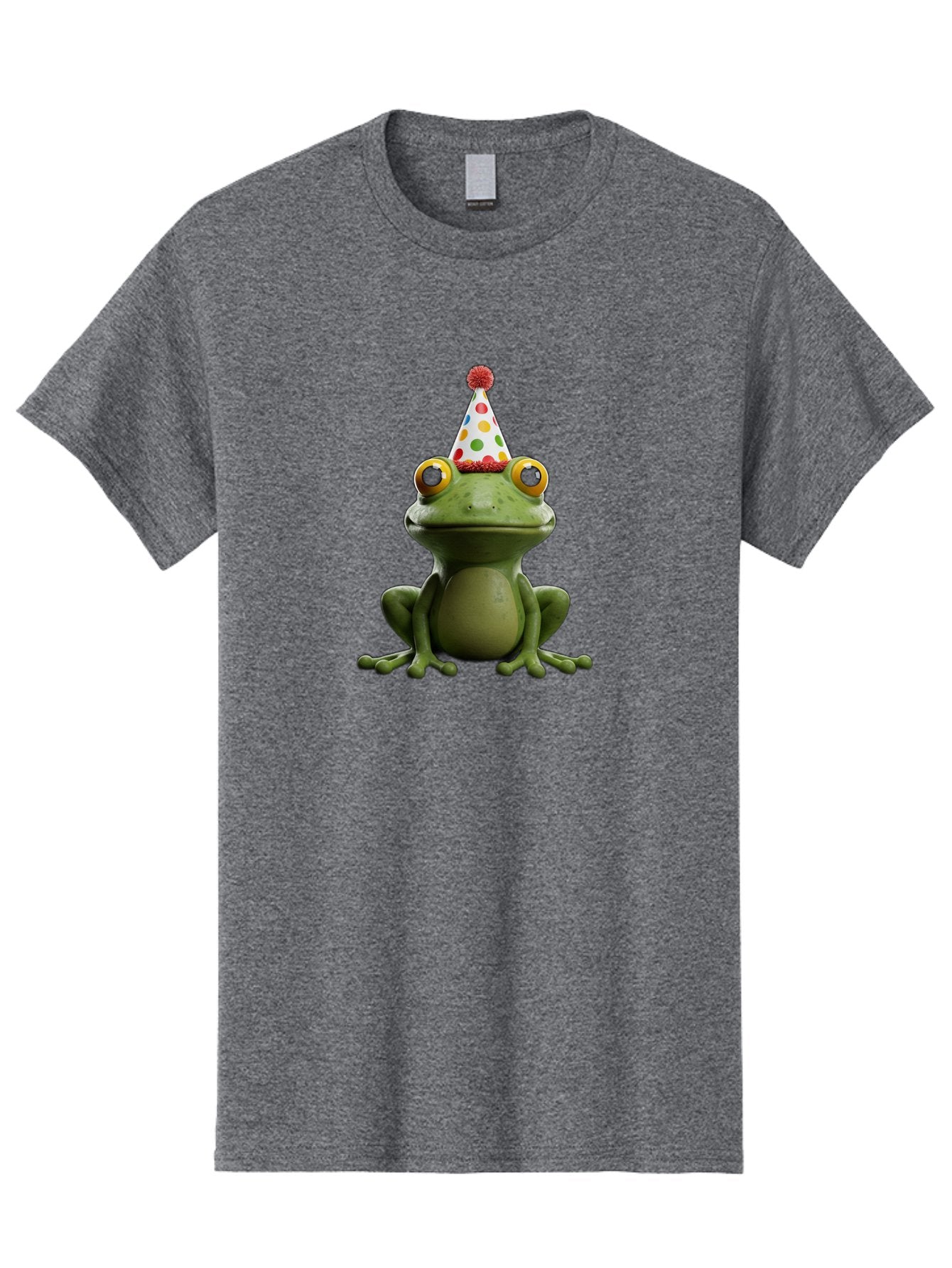 Frog-In-Party-Hat Men'S Graphic Tee, 100% Cotton, Comfortable Casual Summer Wear, Machine Washable, Funny Frog, Party Hat, Celebration, Colorful Eyes, Festive Atmosphere, Cute Amphibian, Playful Vibe, Joyful Moments, Cartoon Character, Bab924 10