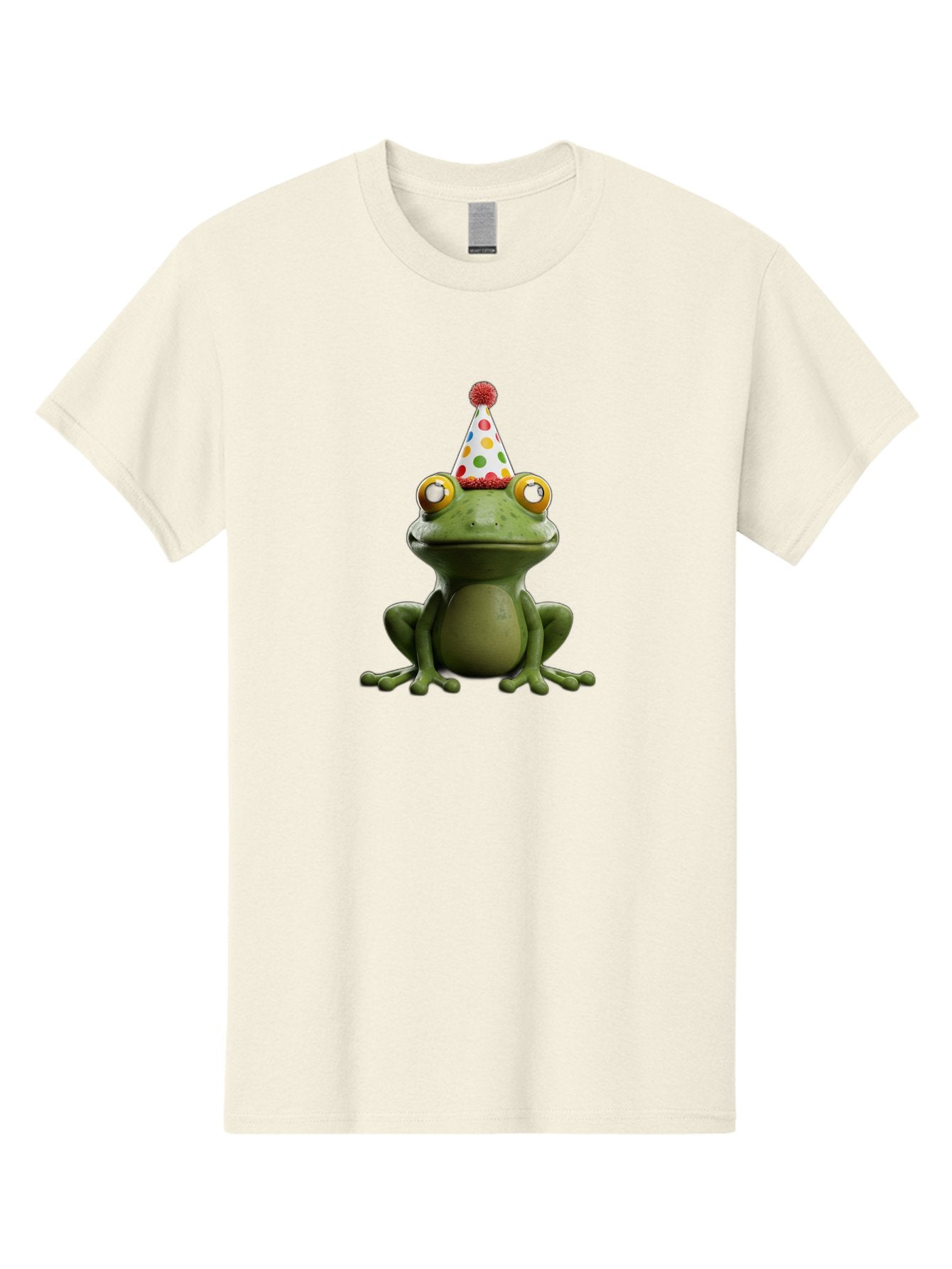 Frog-In-Party-Hat Men'S Graphic Tee, 100% Cotton, Comfortable Casual Summer Wear, Machine Washable, Funny Frog, Party Hat, Celebration, Colorful Eyes, Festive Atmosphere, Cute Amphibian, Playful Vibe, Joyful Moments, Cartoon Character, Bab924 9