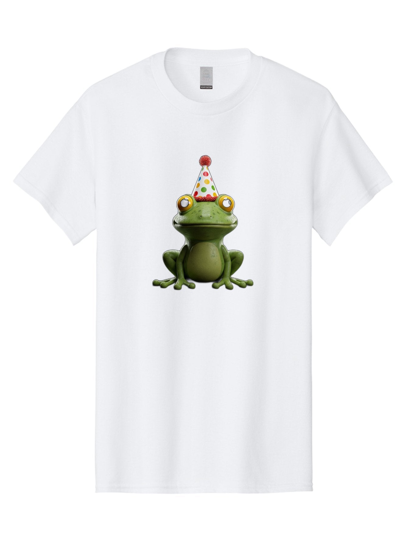 Frog-In-Party-Hat Men'S Graphic Tee, 100% Cotton, Comfortable Casual Summer Wear, Machine Washable, Funny Frog, Party Hat, Celebration, Colorful Eyes, Festive Atmosphere, Cute Amphibian, Playful Vibe, Joyful Moments, Cartoon Character, Bab924 13