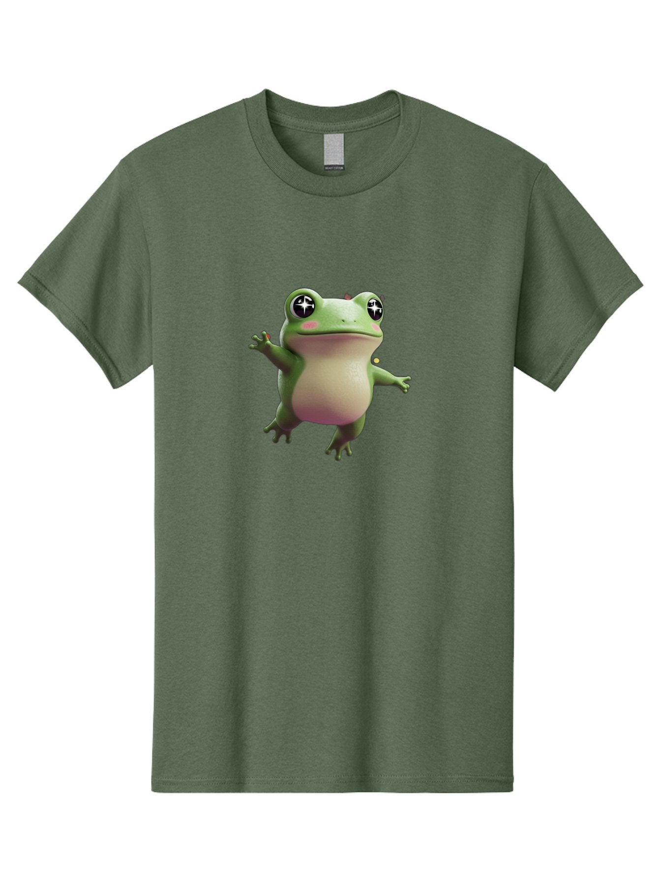 Frog-Meme Men'S Graphic Tee, 100% Cotton, Comfortable Casual Summer Wear, Machine Washable, Cartoon Frog, Green Amphibian, Funny Animal, Big Eyes, Playful Creature, Whimsical Character, Illustration Art, Cute Design, Humorous Graphic Bab925 12