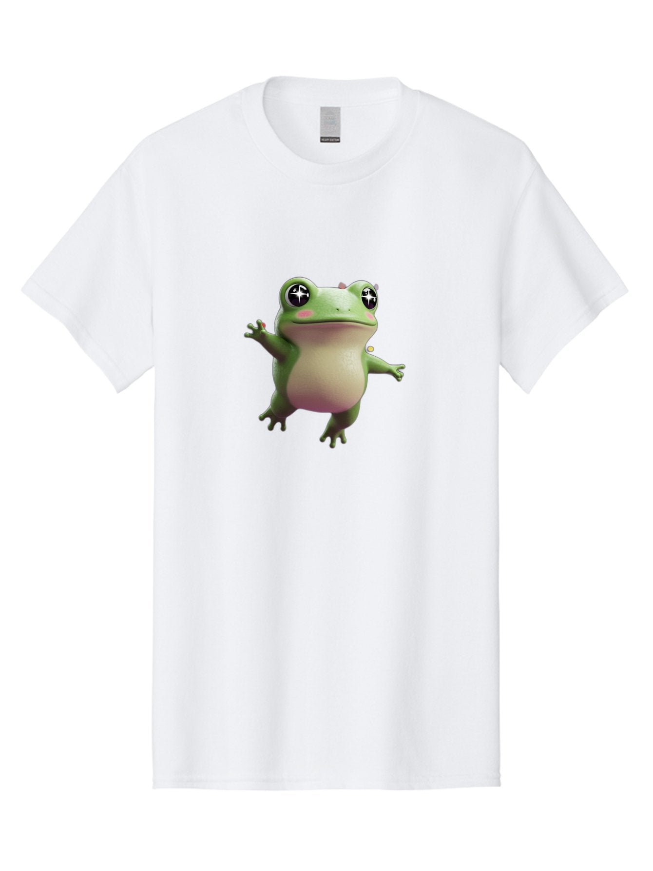 Frog-Meme Men'S Graphic Tee, 100% Cotton, Comfortable Casual Summer Wear, Machine Washable, Cartoon Frog, Green Amphibian, Funny Animal, Big Eyes, Playful Creature, Whimsical Character, Illustration Art, Cute Design, Humorous Graphic Bab925