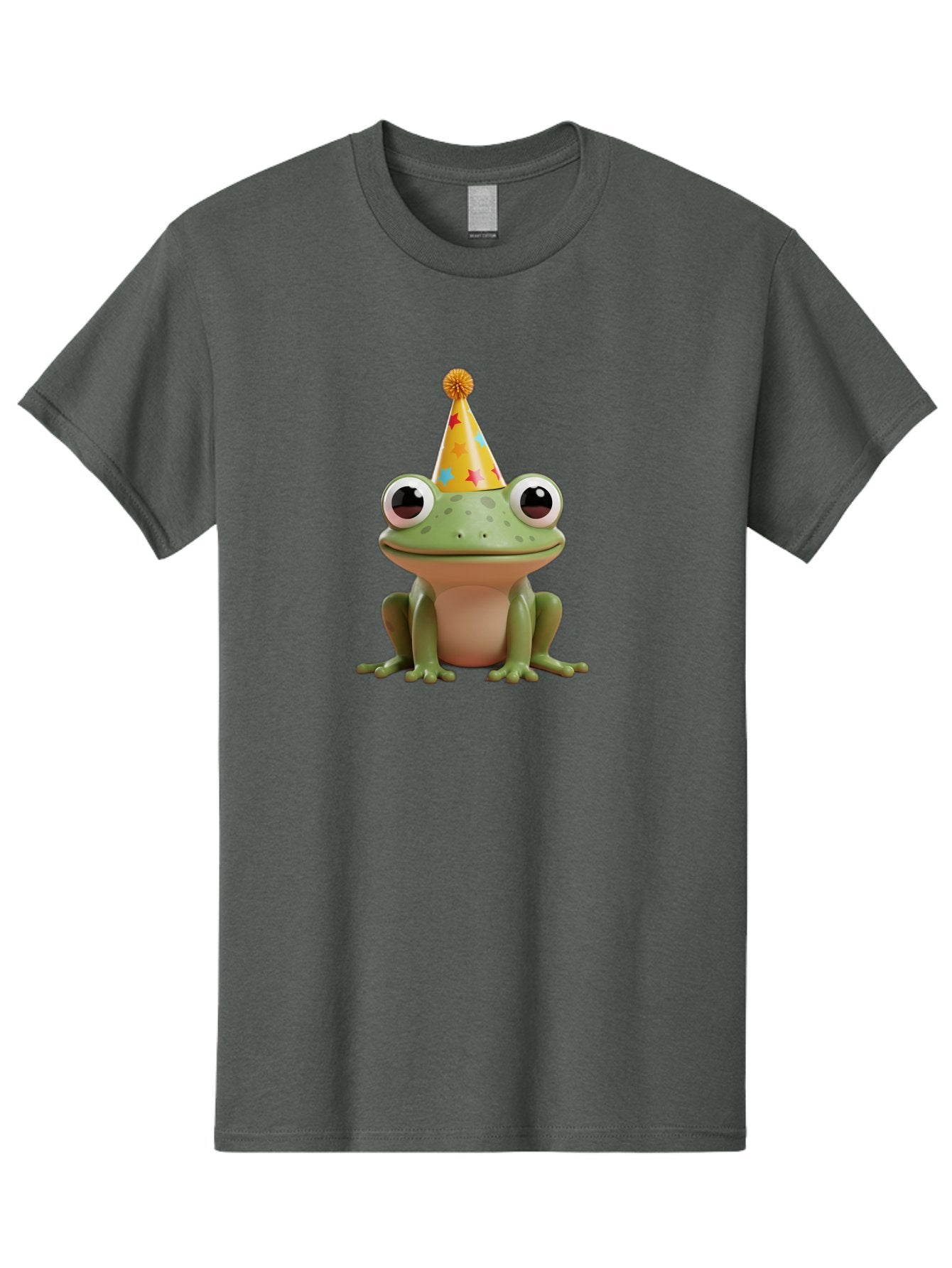 Frog-Party-Hat Men'S Graphic Tee, 100% Cotton, Comfortable Casual Summer Wear, Machine Washable, Green Frog, Party Hat, Festive Celebration, Cartoon Character, Cute Animal, Funny Illustration, Birthday Party, Holiday Fun, Joyful Atmosphere Bab926 3