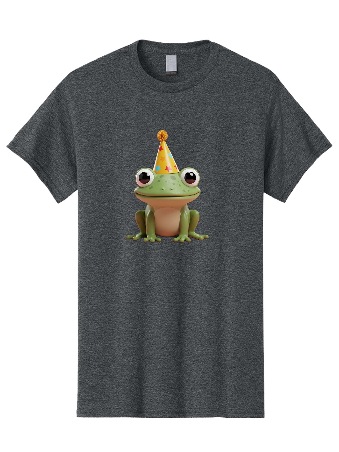 Frog-Party-Hat Men'S Graphic Tee, 100% Cotton, Comfortable Casual Summer Wear, Machine Washable, Green Frog, Party Hat, Festive Celebration, Cartoon Character, Cute Animal, Funny Illustration, Birthday Party, Holiday Fun, Joyful Atmosphere Bab926 11