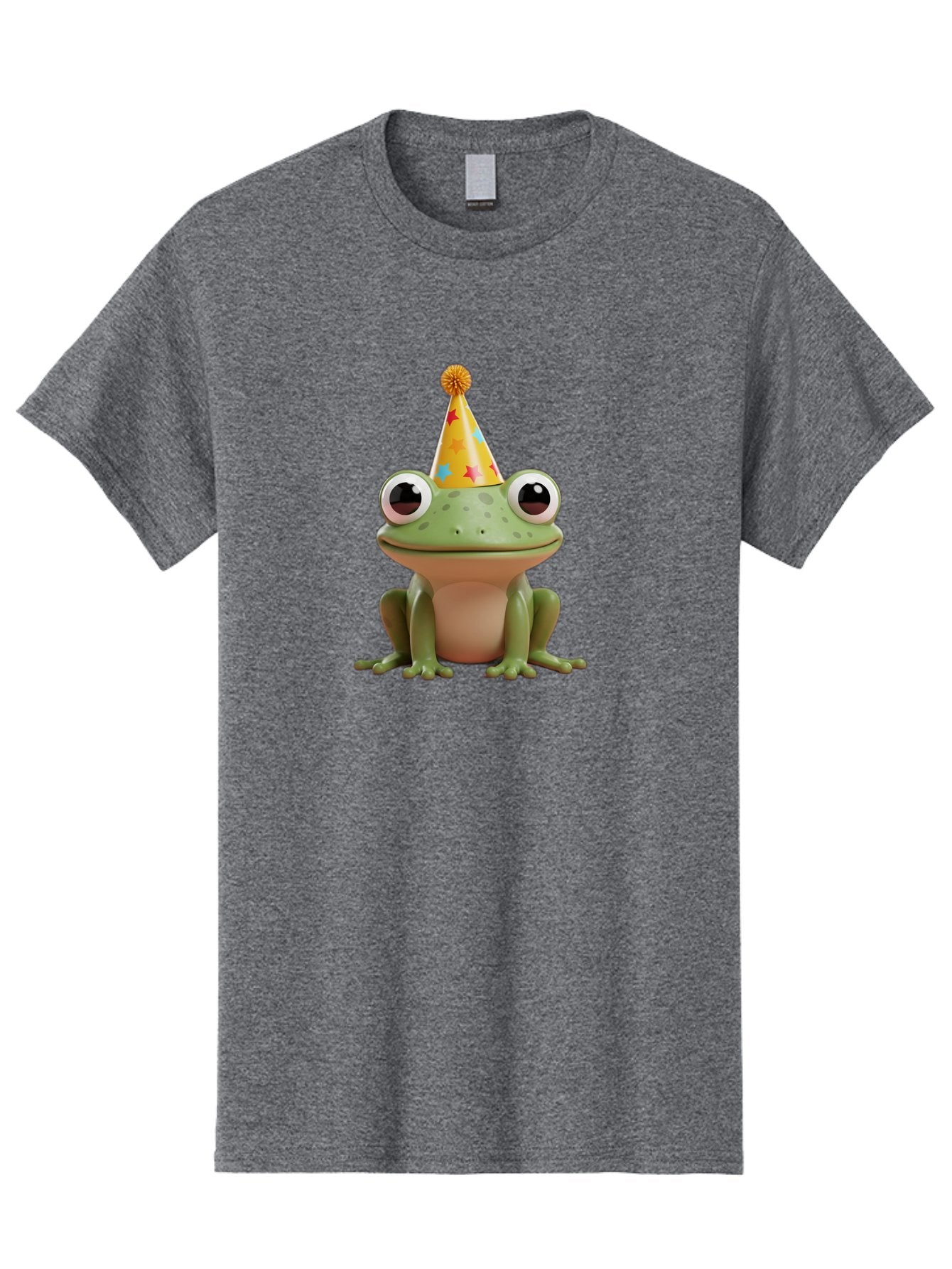Frog-Party-Hat Men'S Graphic Tee, 100% Cotton, Comfortable Casual Summer Wear, Machine Washable, Green Frog, Party Hat, Festive Celebration, Cartoon Character, Cute Animal, Funny Illustration, Birthday Party, Holiday Fun, Joyful Atmosphere Bab926 6