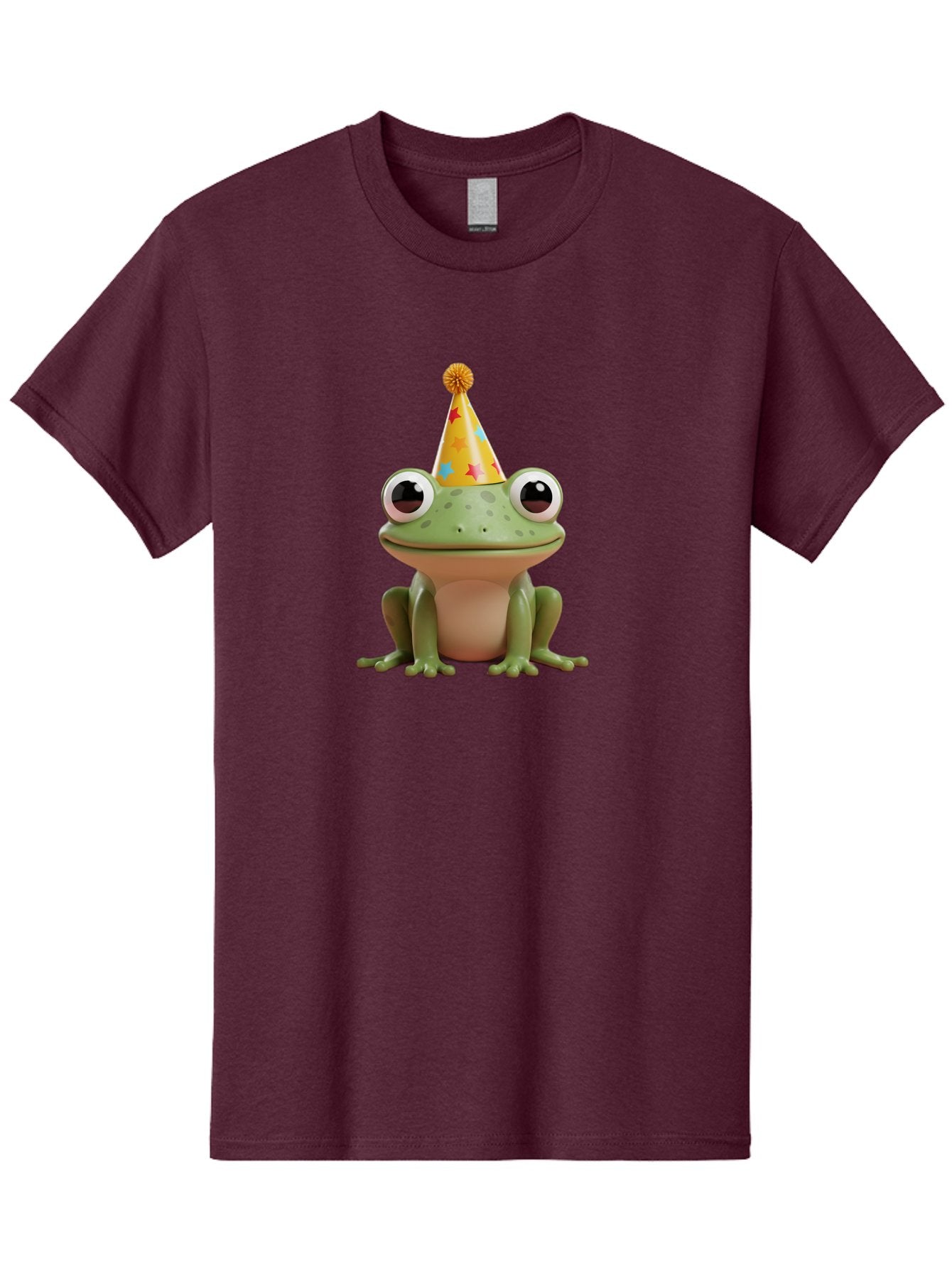 Frog-Party-Hat Men'S Graphic Tee, 100% Cotton, Comfortable Casual Summer Wear, Machine Washable, Green Frog, Party Hat, Festive Celebration, Cartoon Character, Cute Animal, Funny Illustration, Birthday Party, Holiday Fun, Joyful Atmosphere Bab926 9