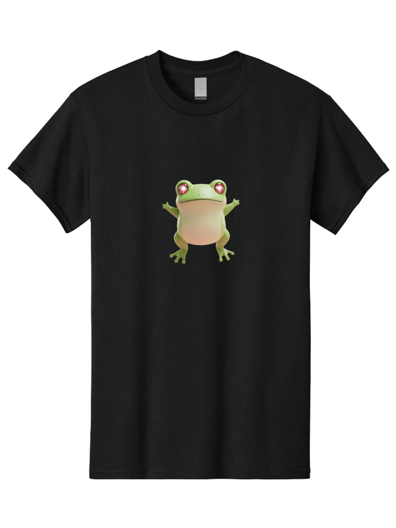 Frog-With-Glowing-Eyes Men'S Graphic Tee, 100% Cotton, Comfortable Casual Summer Wear, Machine Washable, Cartoon Frog, Green Frog, Glowing Red Eyes, 3D Rendering, Cute Amphibian, Vibrant Graphics, Playful Animation, Fun Character Design Bab928 13