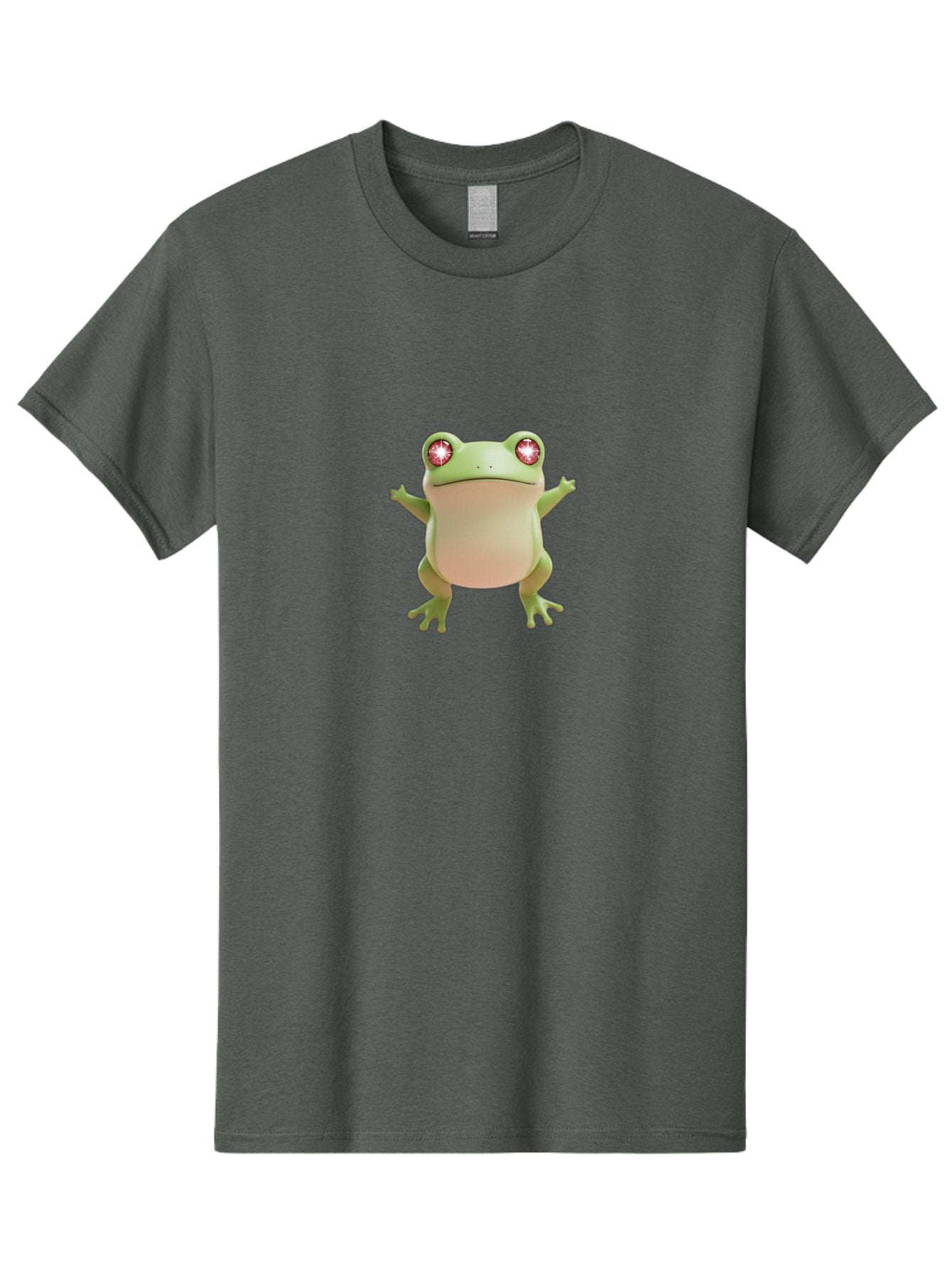Frog-With-Glowing-Eyes Men'S Graphic Tee, 100% Cotton, Comfortable Casual Summer Wear, Machine Washable, Cartoon Frog, Green Frog, Glowing Red Eyes, 3D Rendering, Cute Amphibian, Vibrant Graphics, Playful Animation, Fun Character Design Bab928 10