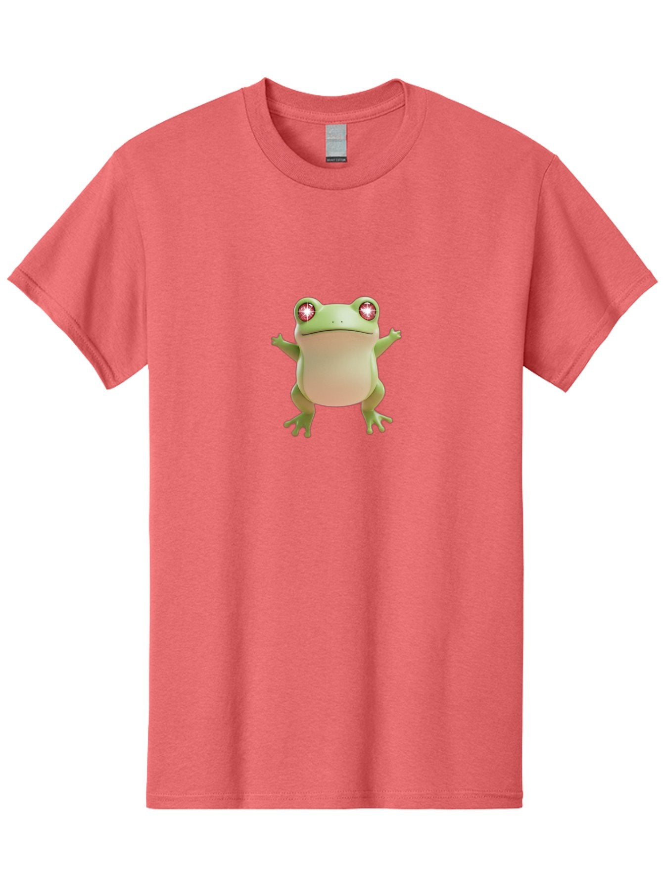 Frog-With-Glowing-Eyes Men'S Graphic Tee, 100% Cotton, Comfortable Casual Summer Wear, Machine Washable, Cartoon Frog, Green Frog, Glowing Red Eyes, 3D Rendering, Cute Amphibian, Vibrant Graphics, Playful Animation, Fun Character Design Bab928