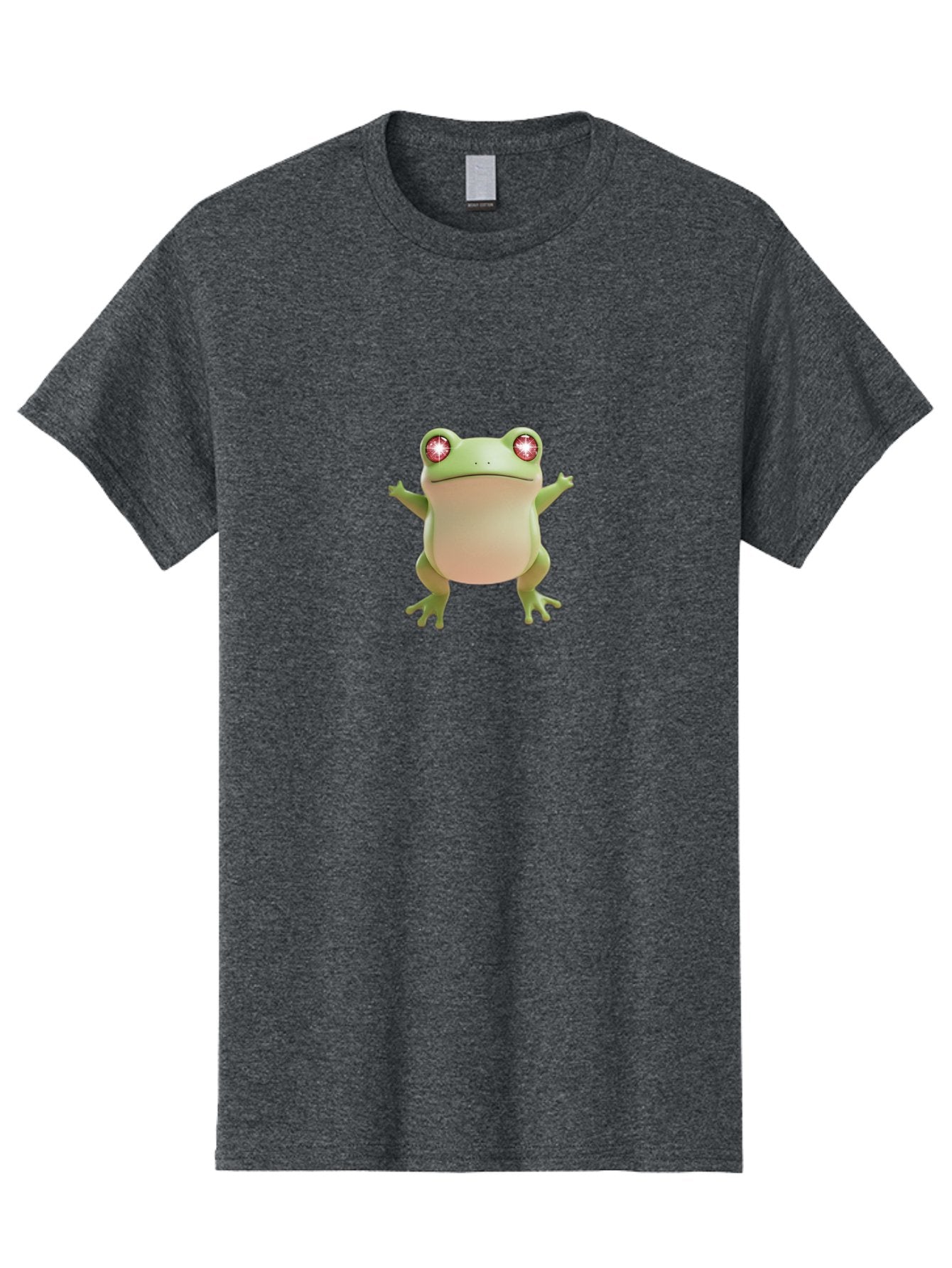 Frog-With-Glowing-Eyes Men'S Graphic Tee, 100% Cotton, Comfortable Casual Summer Wear, Machine Washable, Cartoon Frog, Green Frog, Glowing Red Eyes, 3D Rendering, Cute Amphibian, Vibrant Graphics, Playful Animation, Fun Character Design Bab928 9