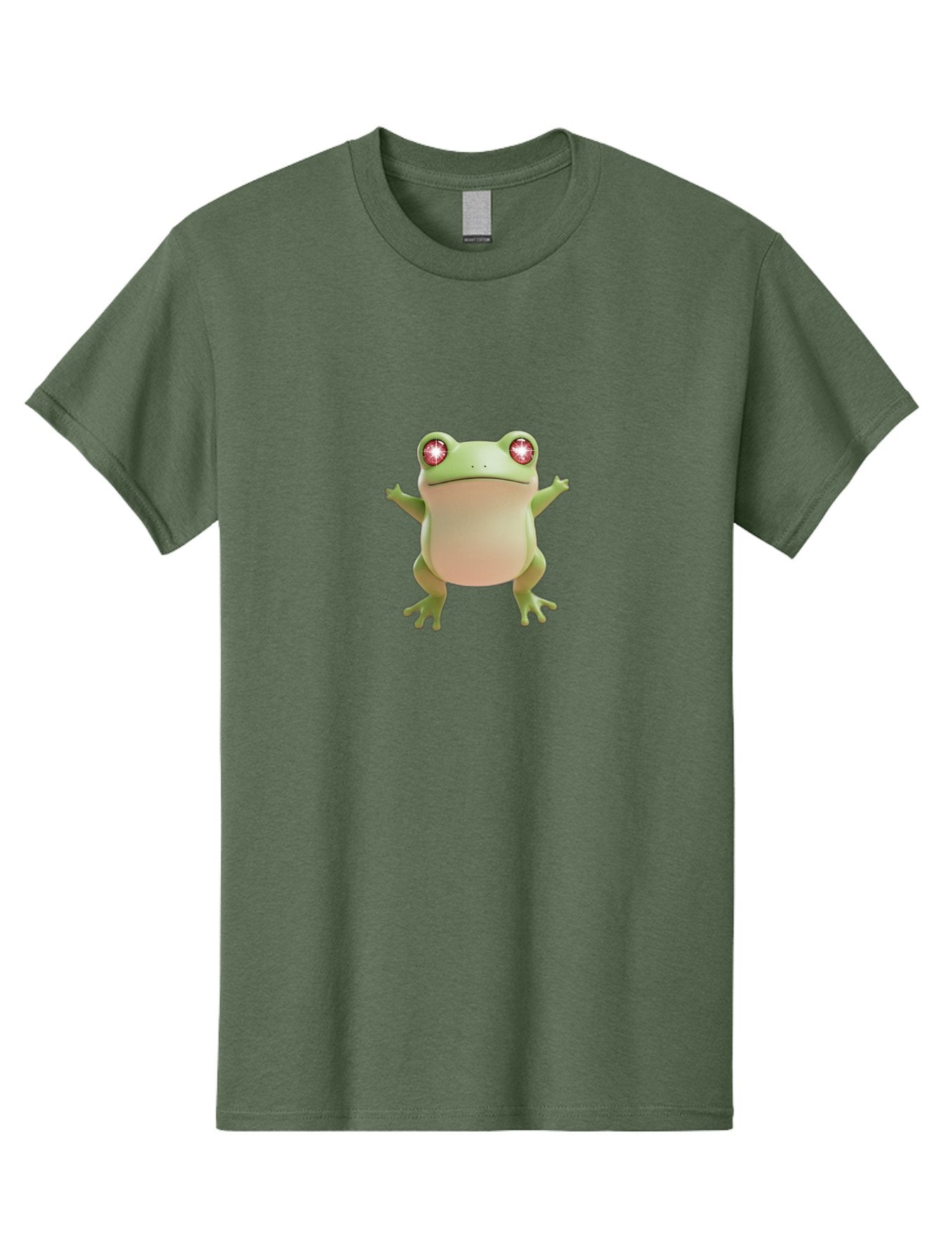 Frog-With-Glowing-Eyes Men'S Graphic Tee, 100% Cotton, Comfortable Casual Summer Wear, Machine Washable, Cartoon Frog, Green Frog, Glowing Red Eyes, 3D Rendering, Cute Amphibian, Vibrant Graphics, Playful Animation, Fun Character Design Bab928 12