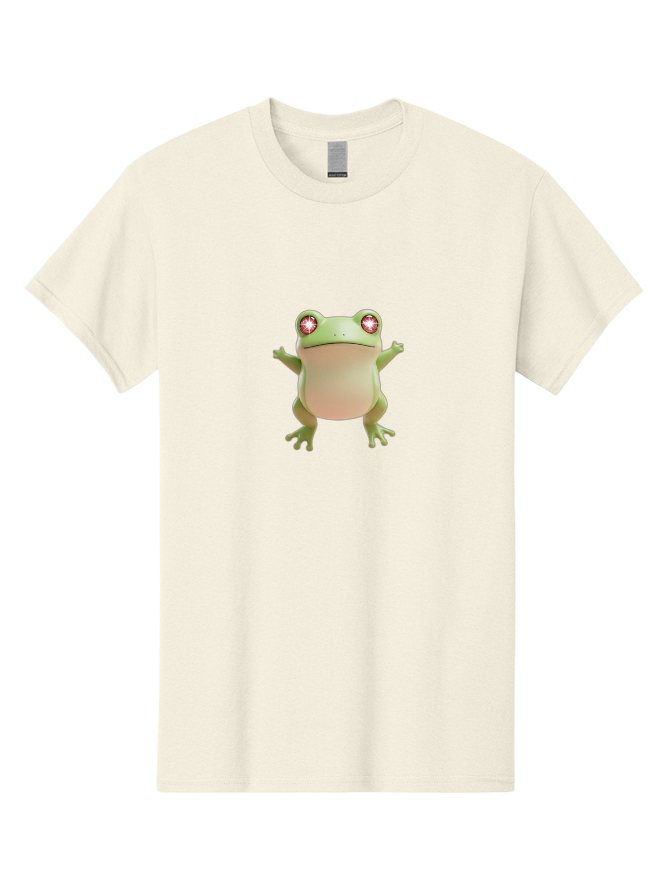 Frog-With-Glowing-Eyes Men'S Graphic Tee, 100% Cotton, Comfortable Casual Summer Wear, Machine Washable, Cartoon Frog, Green Frog, Glowing Red Eyes, 3D Rendering, Cute Amphibian, Vibrant Graphics, Playful Animation, Fun Character Design Bab928 11