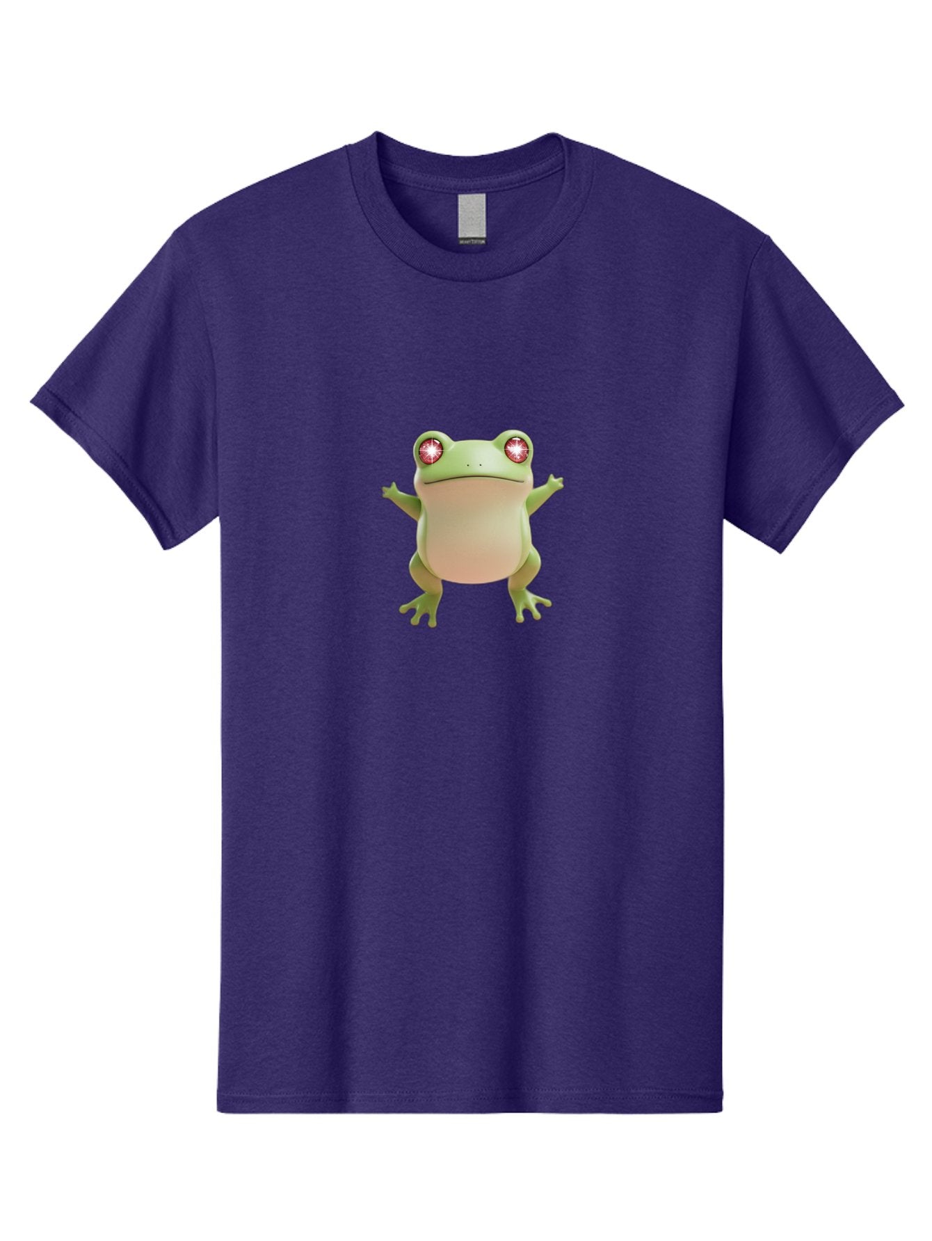 Frog-With-Glowing-Eyes Men'S Graphic Tee, 100% Cotton, Comfortable Casual Summer Wear, Machine Washable, Cartoon Frog, Green Frog, Glowing Red Eyes, 3D Rendering, Cute Amphibian, Vibrant Graphics, Playful Animation, Fun Character Design Bab928 5