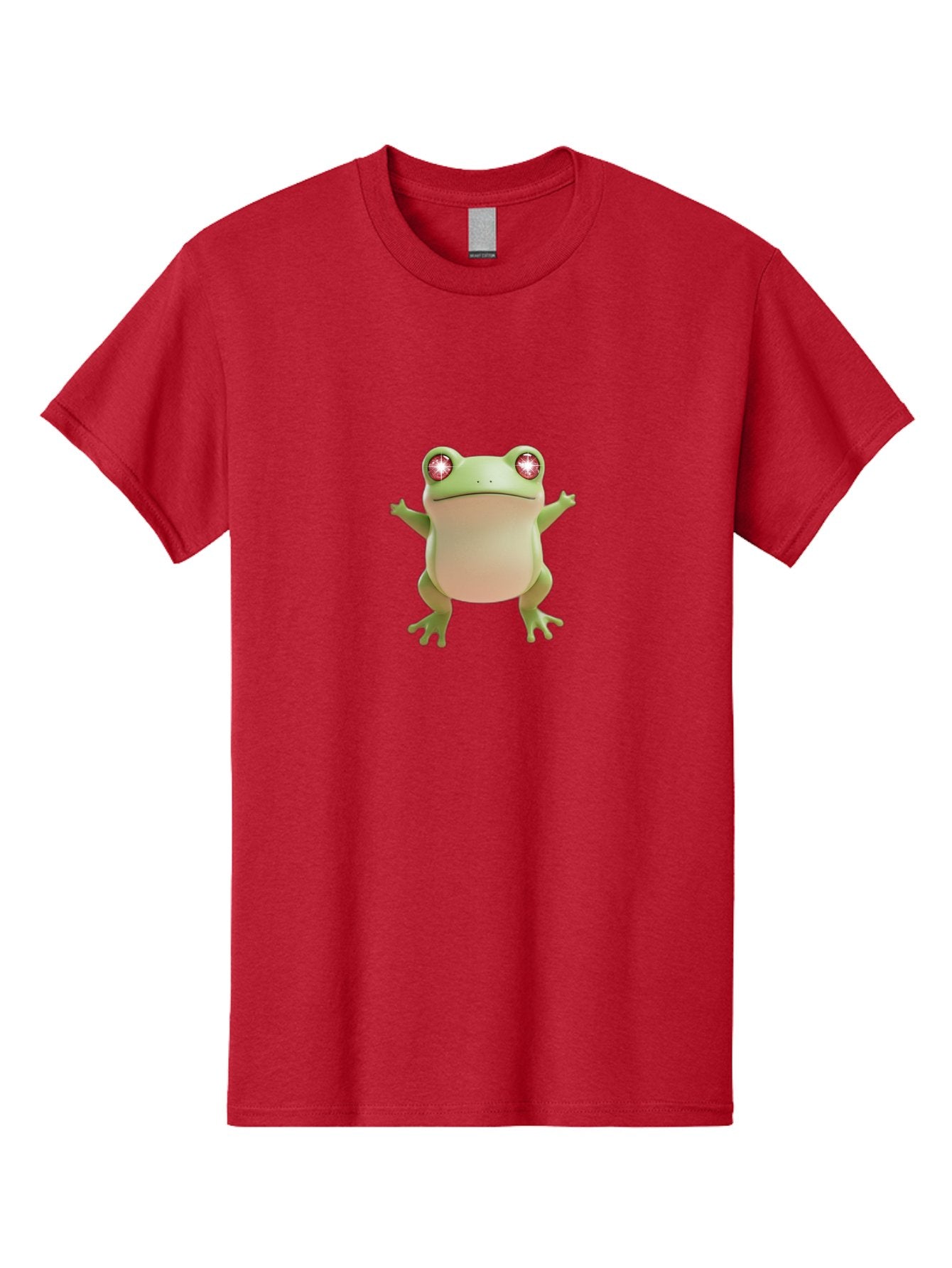 Frog-With-Glowing-Eyes Men'S Graphic Tee, 100% Cotton, Comfortable Casual Summer Wear, Machine Washable, Cartoon Frog, Green Frog, Glowing Red Eyes, 3D Rendering, Cute Amphibian, Vibrant Graphics, Playful Animation, Fun Character Design Bab928 4