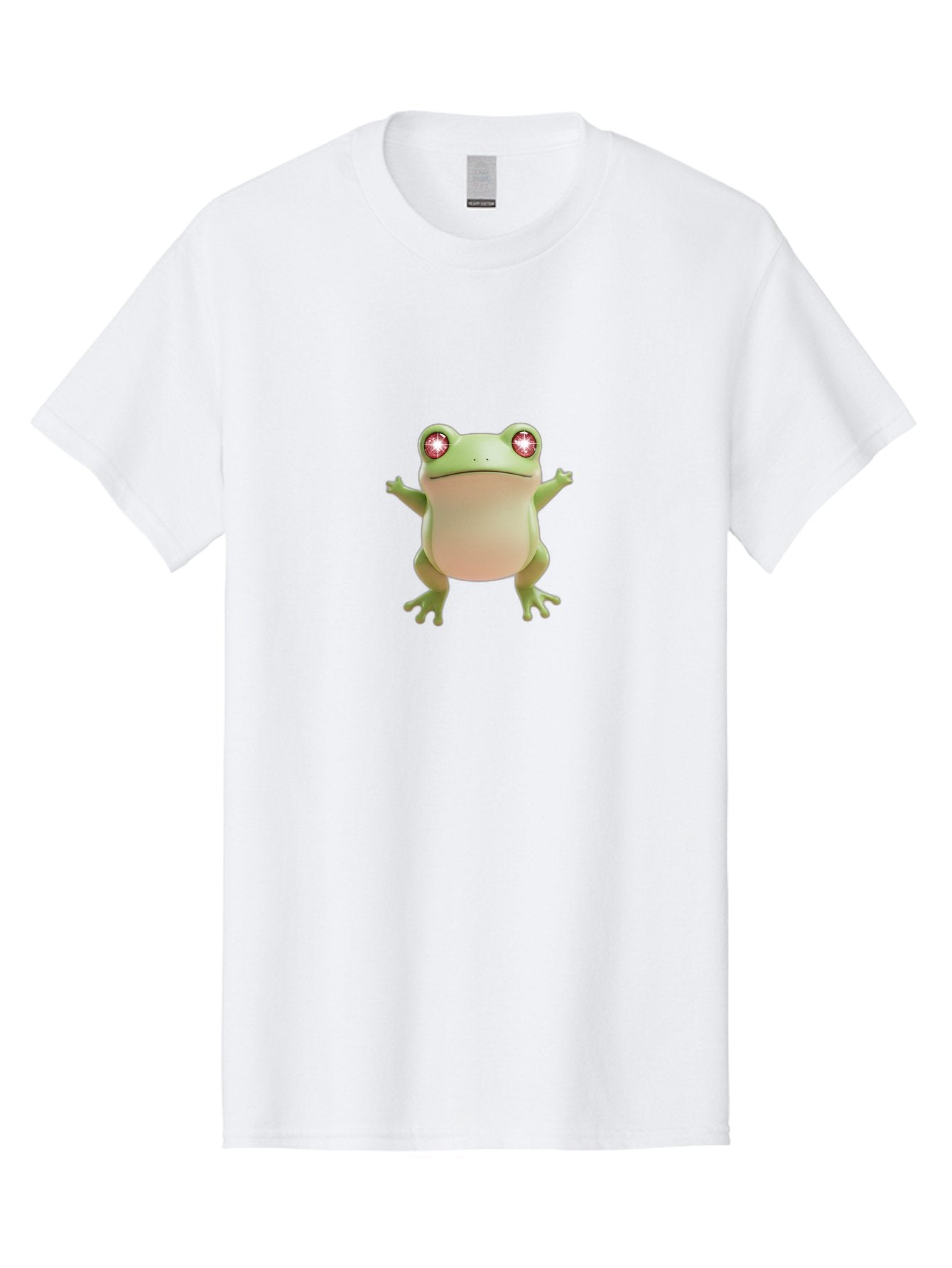 Frog-With-Glowing-Eyes Men'S Graphic Tee, 100% Cotton, Comfortable Casual Summer Wear, Machine Washable, Cartoon Frog, Green Frog, Glowing Red Eyes, 3D Rendering, Cute Amphibian, Vibrant Graphics, Playful Animation, Fun Character Design Bab928 3