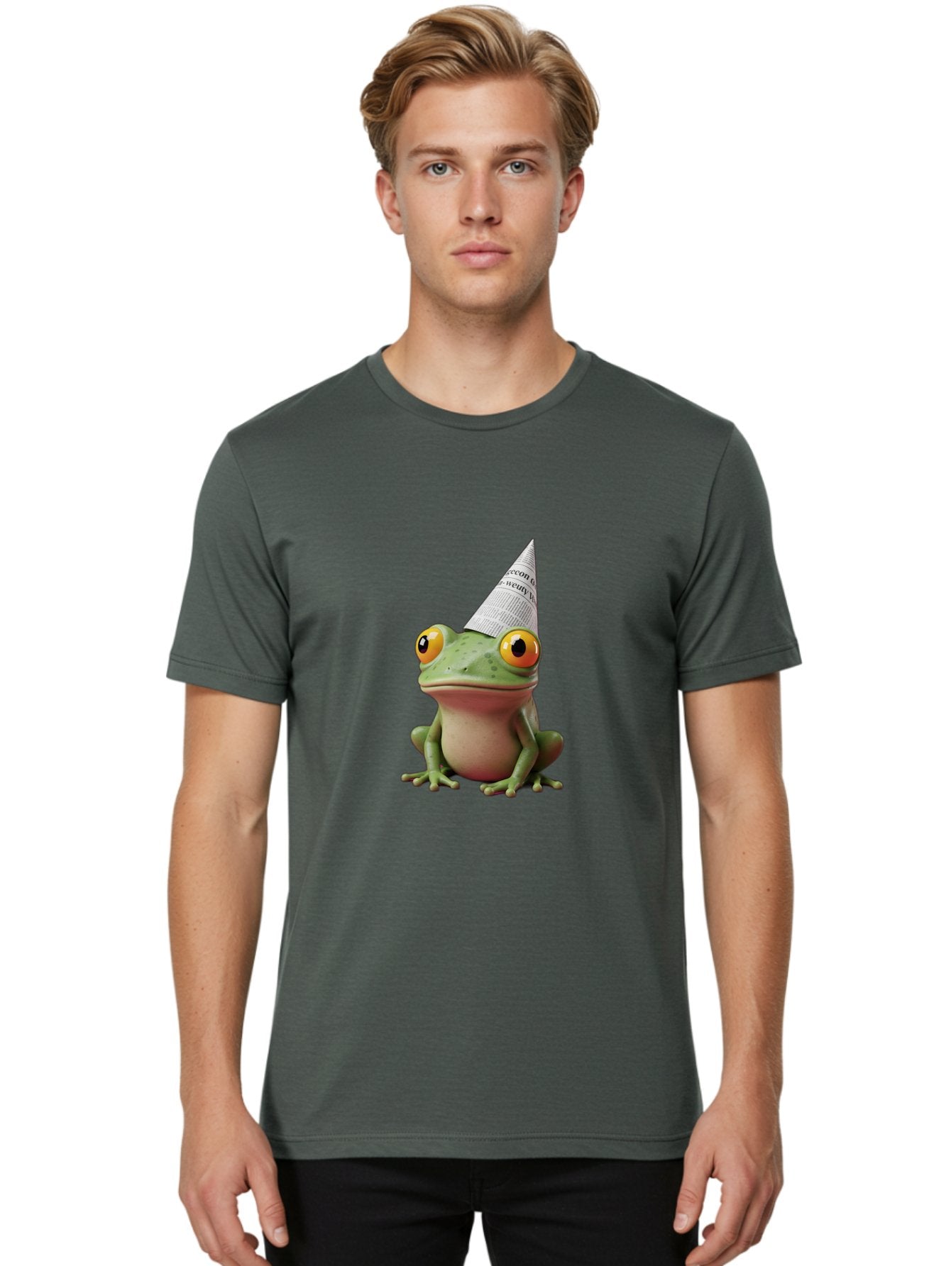 Frog-With-Party-Hat-1 Men'S Graphic Tee, 100% Cotton, Comfortable Casual Summer Wear, Machine Washable, Funny Frog, Party Hat, Festive Atmosphere, Cute Animal, Playful Vibe, Quirky Illustration, Humorous Character, Cartoon Style Bab929 23