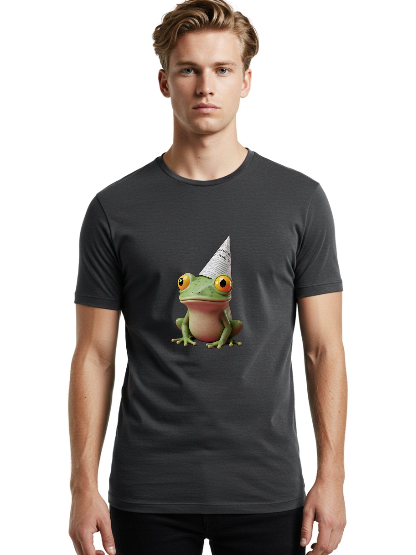 Frog-With-Party-Hat-1 Men'S Graphic Tee, 100% Cotton, Comfortable Casual Summer Wear, Machine Washable, Funny Frog, Party Hat, Festive Atmosphere, Cute Animal, Playful Vibe, Quirky Illustration, Humorous Character, Cartoon Style Bab929 27