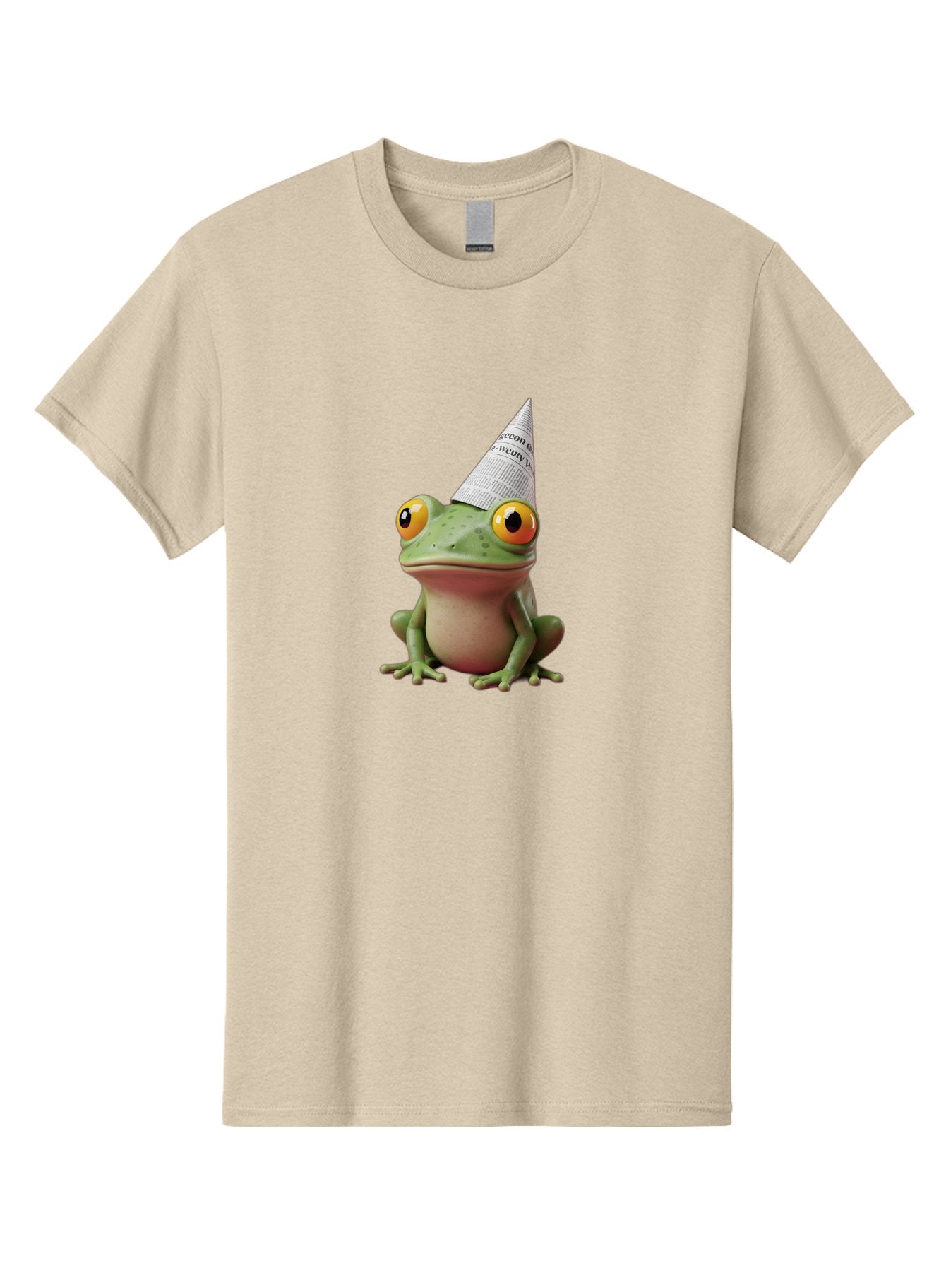 Frog-With-Party-Hat-1 Men'S Graphic Tee, 100% Cotton, Comfortable Casual Summer Wear, Machine Washable, Funny Frog, Party Hat, Festive Atmosphere, Cute Animal, Playful Vibe, Quirky Illustration, Humorous Character, Cartoon Style Bab929
