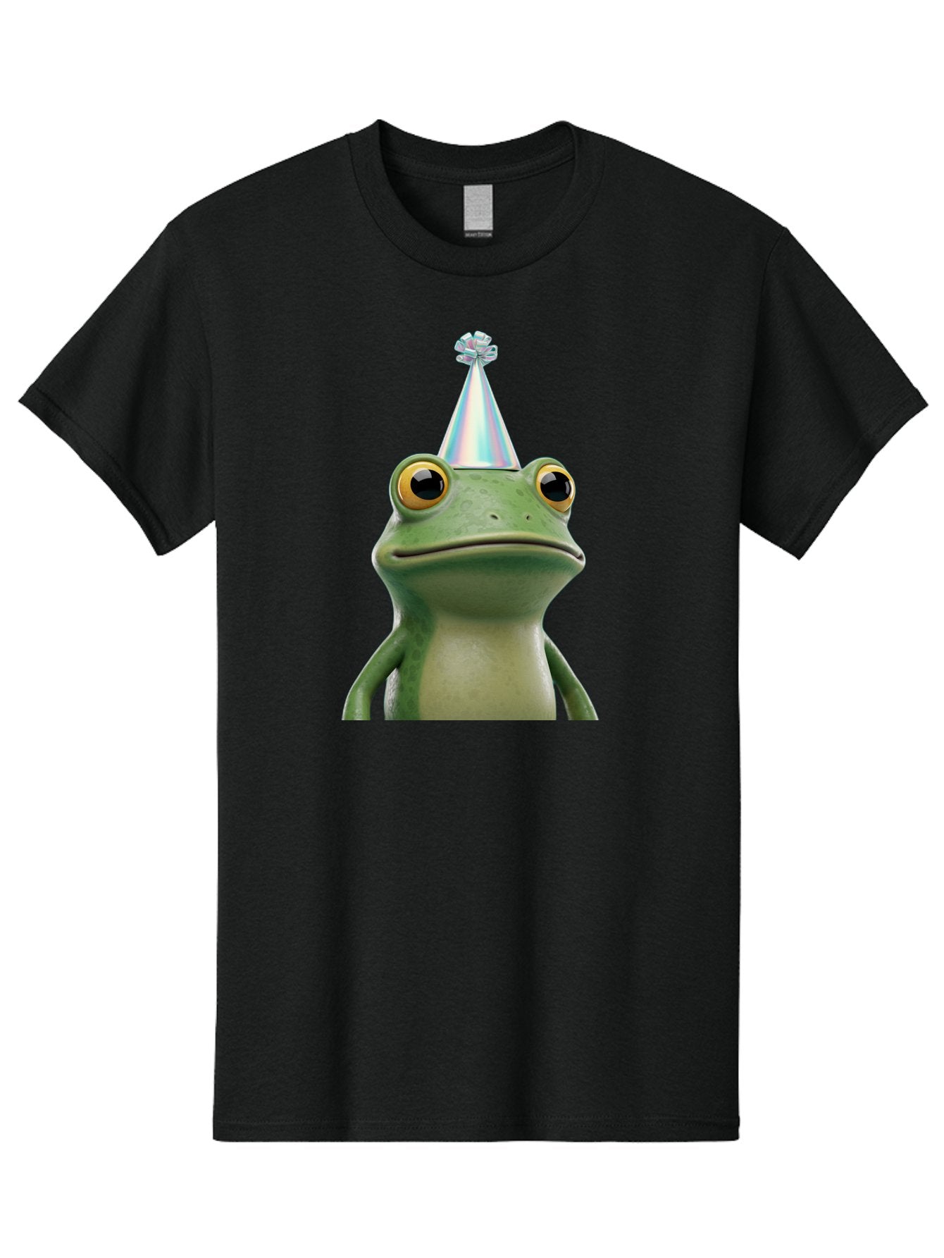 Frog-With-Party-Hat-2 Men'S Graphic Tee, 100% Cotton, Comfortable Casual Summer Wear, Machine Washable, 3D Cartoon Frog, Party Hat, Celebration, Festive Atmosphere, Funny Animal, Party Accessories, Shiny Hat, Comical Expression, Bab930 8