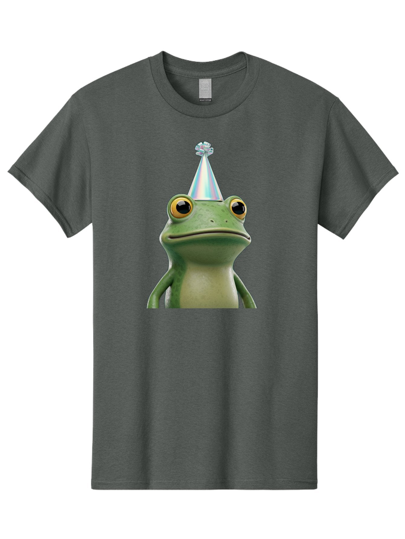 Frog-With-Party-Hat-2 Men'S Graphic Tee, 100% Cotton, Comfortable Casual Summer Wear, Machine Washable, 3D Cartoon Frog, Party Hat, Celebration, Festive Atmosphere, Funny Animal, Party Accessories, Shiny Hat, Comical Expression, Bab930 10