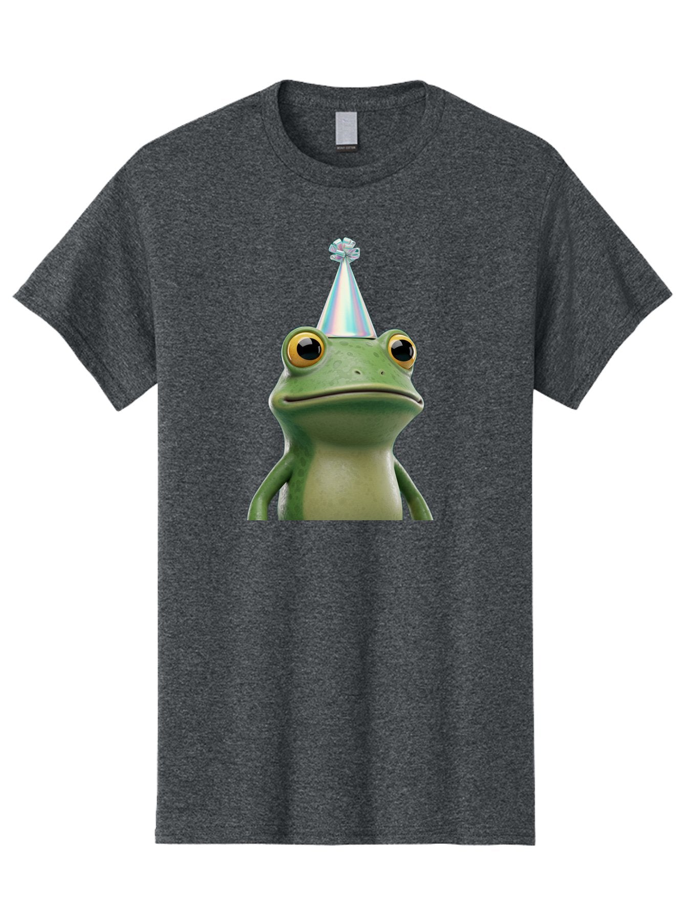Frog-With-Party-Hat-2 Men'S Graphic Tee, 100% Cotton, Comfortable Casual Summer Wear, Machine Washable, 3D Cartoon Frog, Party Hat, Celebration, Festive Atmosphere, Funny Animal, Party Accessories, Shiny Hat, Comical Expression, Bab930 15