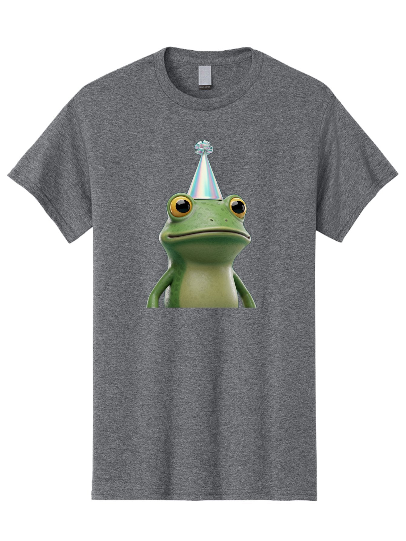 Frog-With-Party-Hat-2 Men'S Graphic Tee, 100% Cotton, Comfortable Casual Summer Wear, Machine Washable, 3D Cartoon Frog, Party Hat, Celebration, Festive Atmosphere, Funny Animal, Party Accessories, Shiny Hat, Comical Expression, Bab930 11