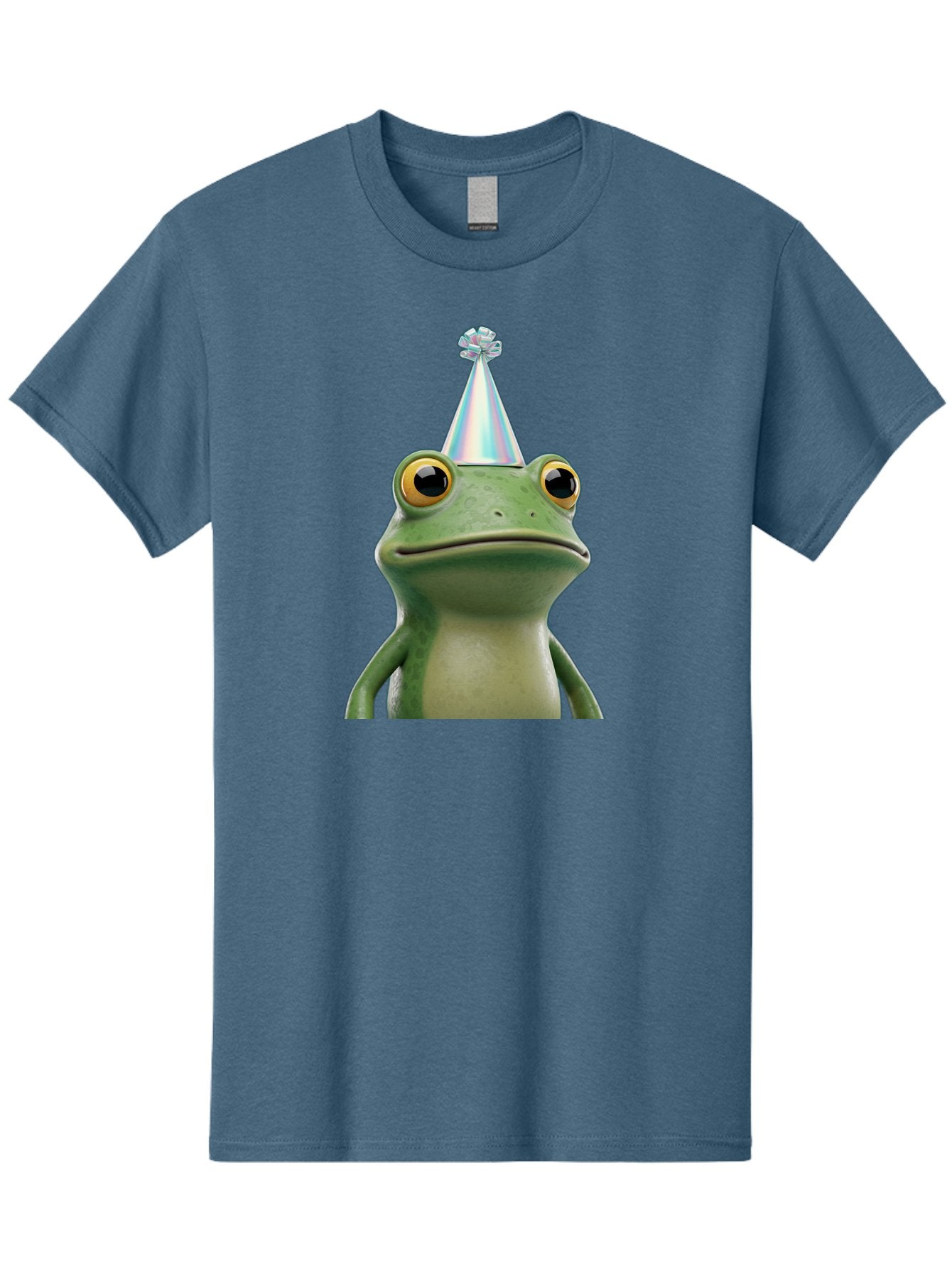 Frog-With-Party-Hat-2 Men'S Graphic Tee, 100% Cotton, Comfortable Casual Summer Wear, Machine Washable, 3D Cartoon Frog, Party Hat, Celebration, Festive Atmosphere, Funny Animal, Party Accessories, Shiny Hat, Comical Expression, Bab930 7