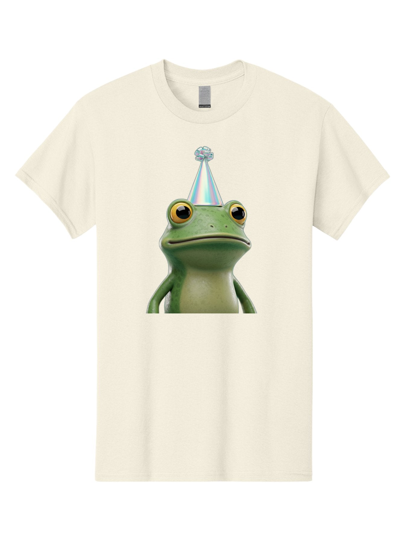 Frog-With-Party-Hat-2 Men'S Graphic Tee, 100% Cotton, Comfortable Casual Summer Wear, Machine Washable, 3D Cartoon Frog, Party Hat, Celebration, Festive Atmosphere, Funny Animal, Party Accessories, Shiny Hat, Comical Expression, Bab930 6